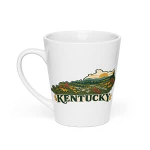 Kentucky Latte Mug: Wildflower meadow, Vintage Kentucky Silhouette - 12 oz - Main