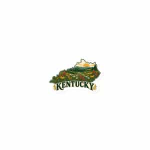 Kentucky Die-Cut Magnet: Wildflower meadow, Vintage Kentucky Silhouette - 3″×3″ - Main