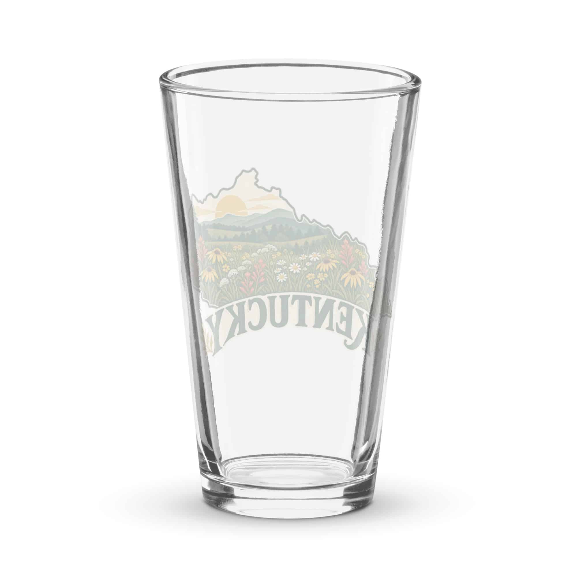 Kentucky Pint Glass: Wildflower meadow, Vintage Kentucky Silhouette