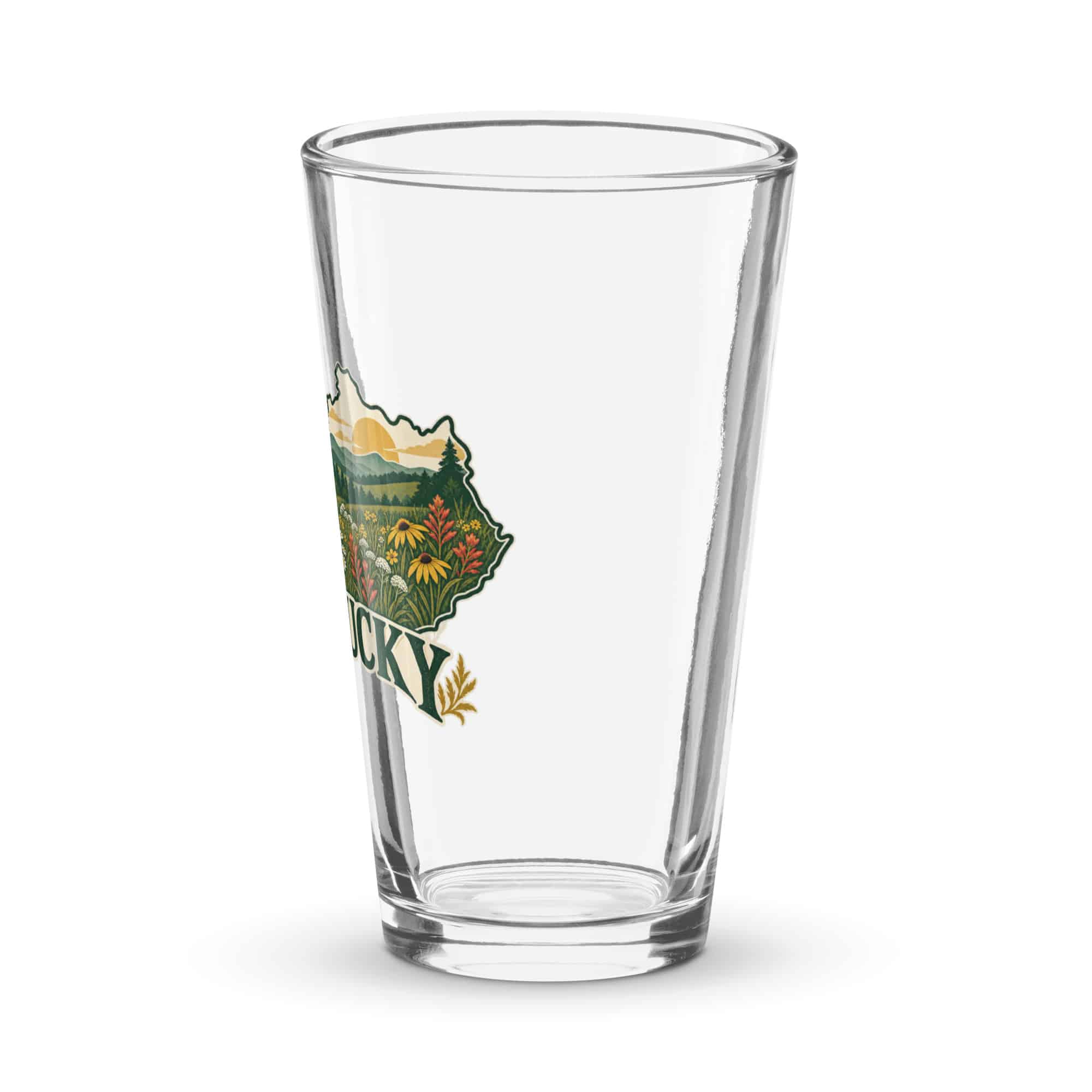Kentucky Pint Glass: Wildflower meadow, Vintage Kentucky Silhouette