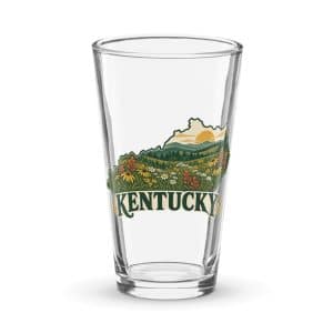 Kentucky Pint Glass: Wildflower meadow, Vintage Kentucky Silhouette - 16 oz - Main