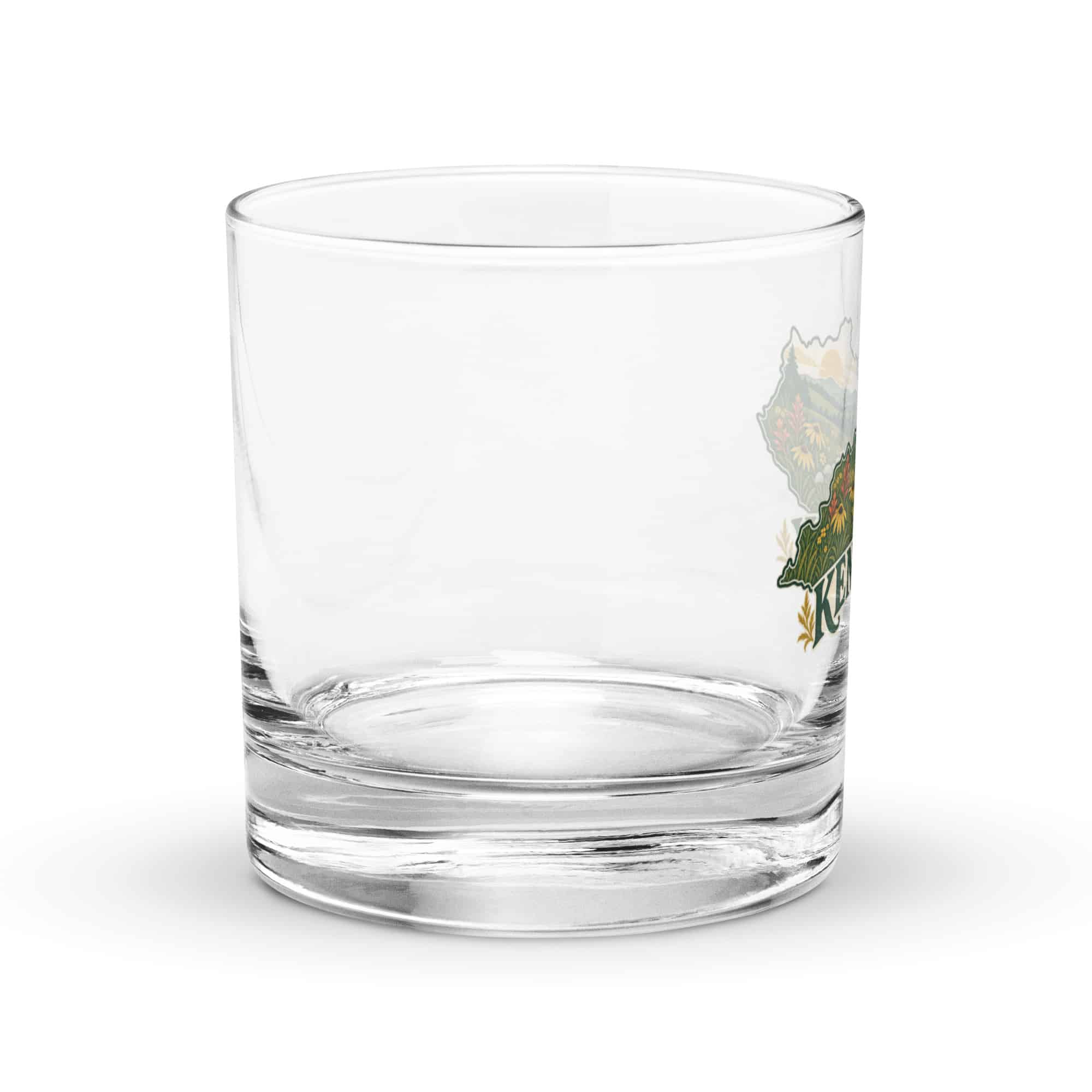 Kentucky Rocks Glass: Wildflower meadow, Vintage Kentucky Silhouette
