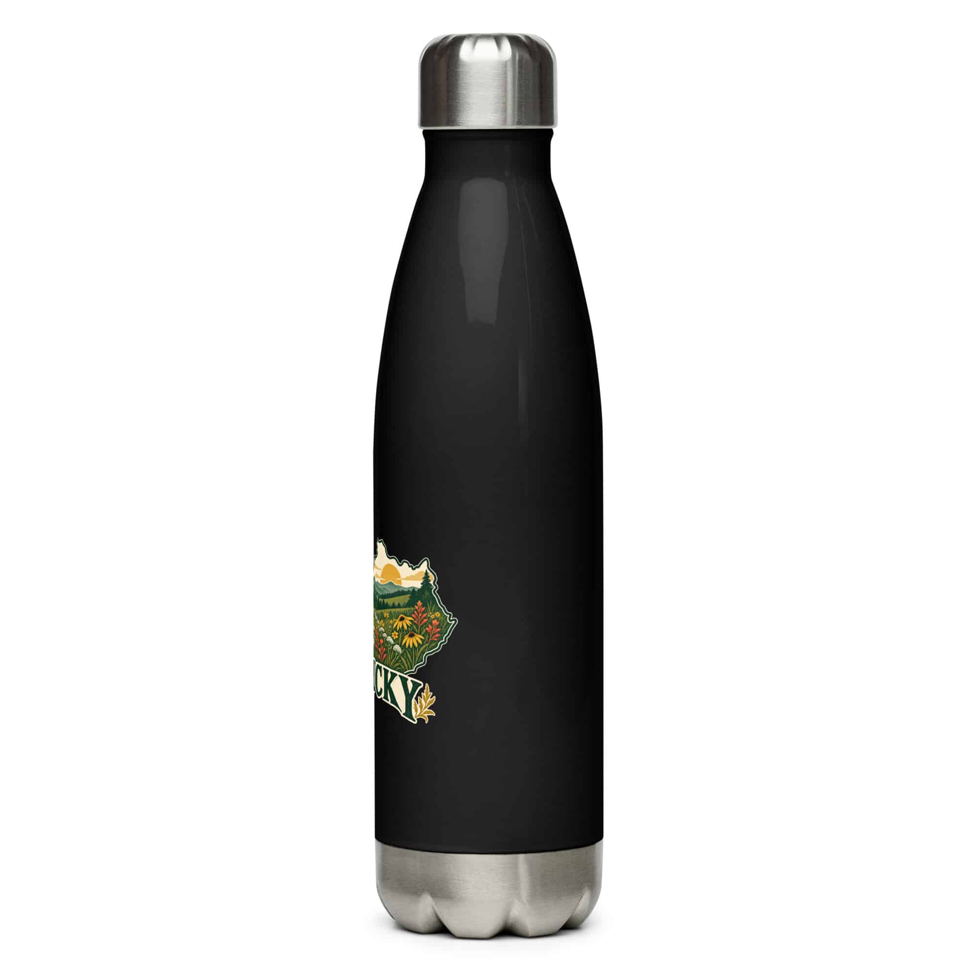 Kentucky Stainless Steel Water Bottle: Wildflower meadow, Vintage Kentucky Silhouette