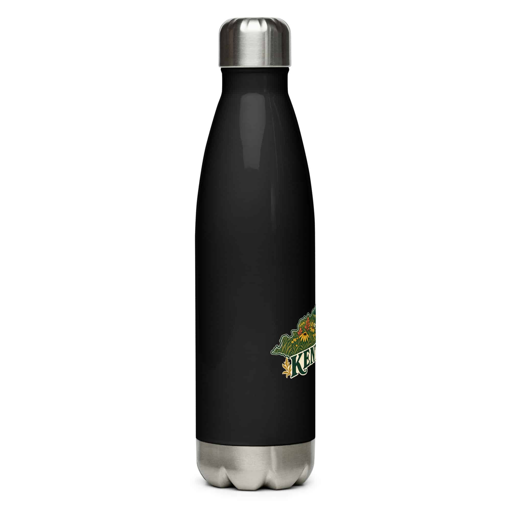 Kentucky Stainless Steel Water Bottle: Wildflower meadow, Vintage Kentucky Silhouette