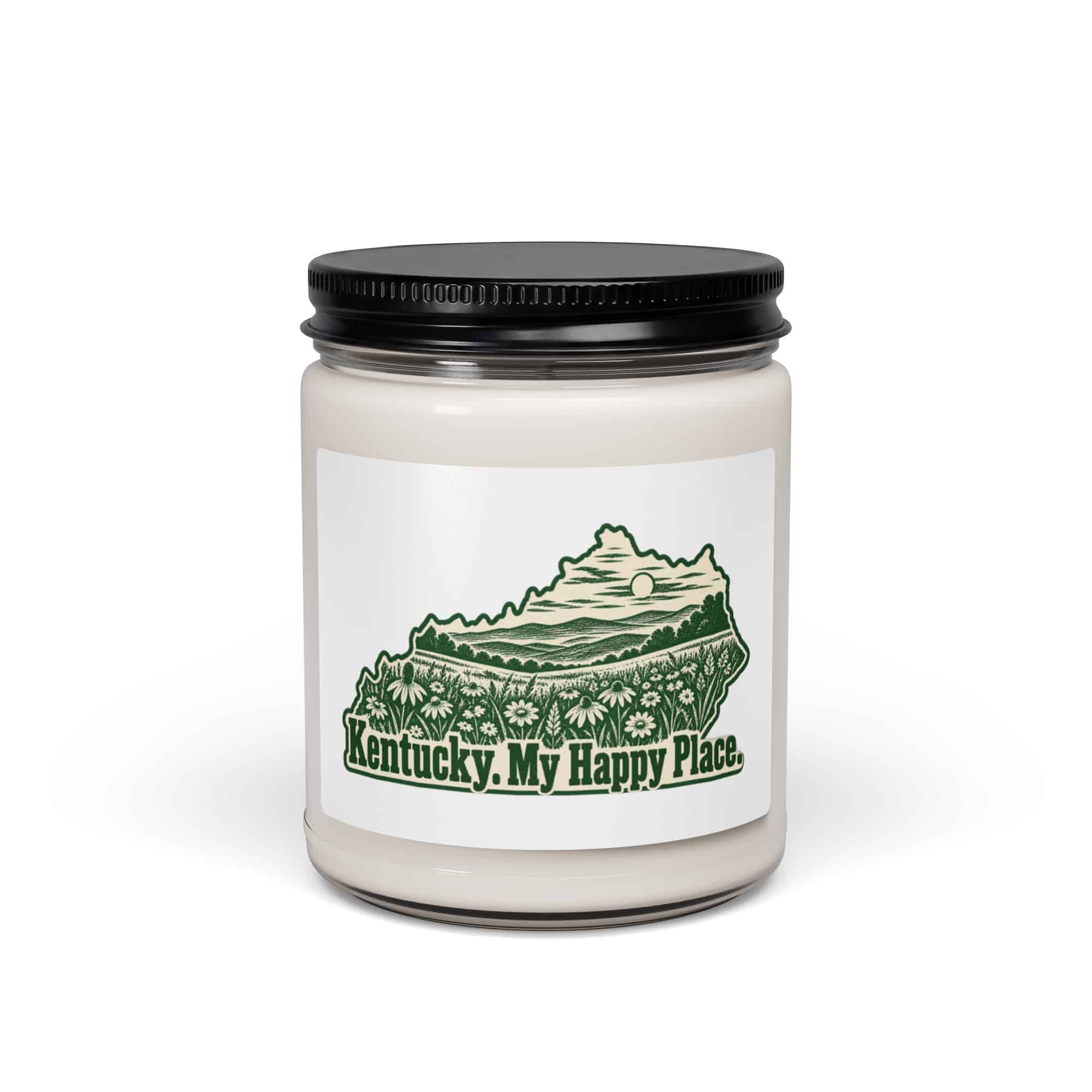 Kentucky Soy Wax Candle: Wildflower meadow, Woodcut Kentucky Silhouette