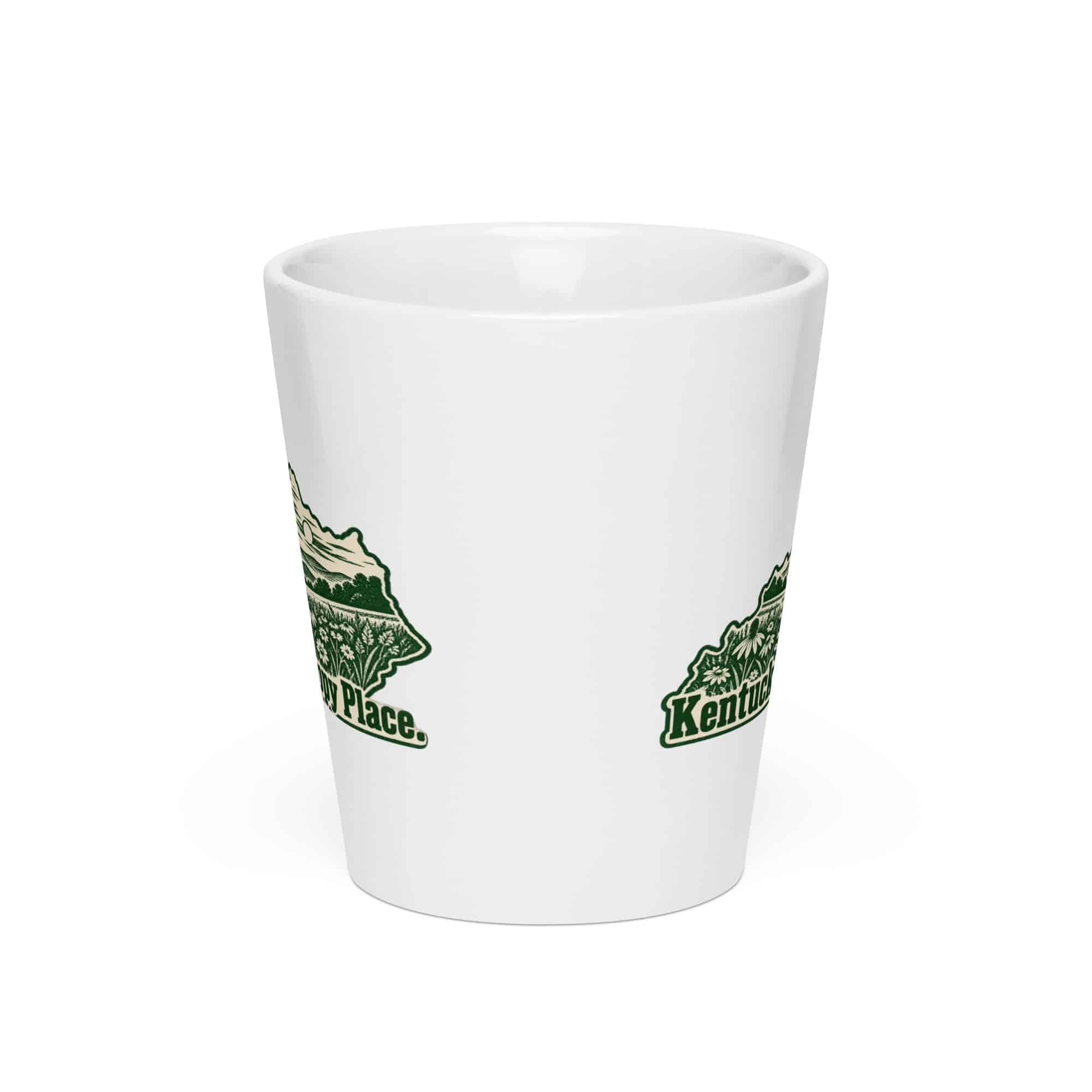 Kentucky Latte Mug: Wildflower meadow, Woodcut Kentucky Silhouette