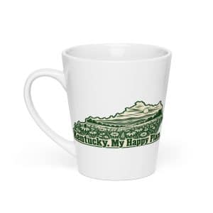 Kentucky Latte Mug: Wildflower meadow, Woodcut Kentucky Silhouette - 12 oz - Main