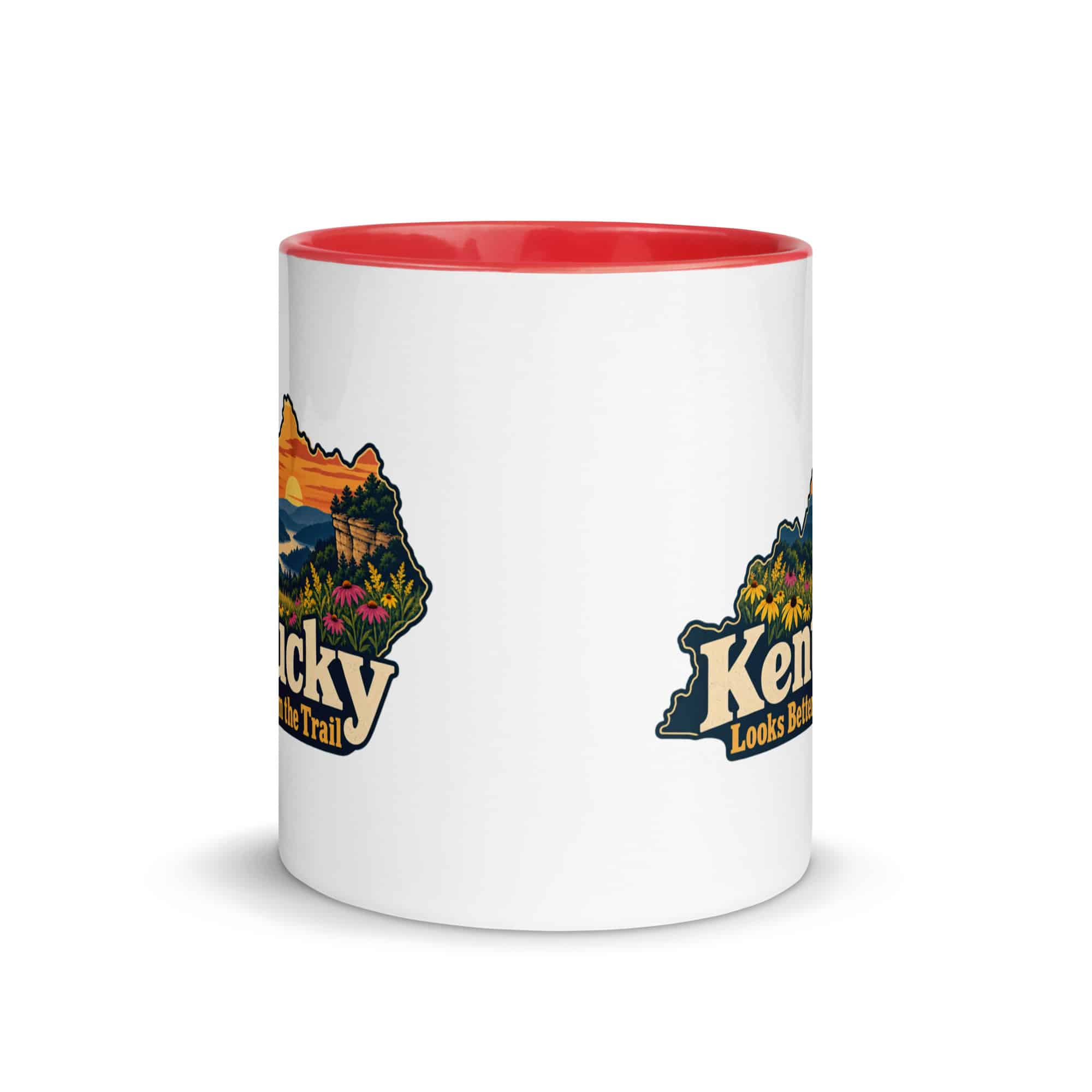 Kentucky Color Inside Coffee Mug: Wildflower meadow, Colorful Kentucky Silhouette