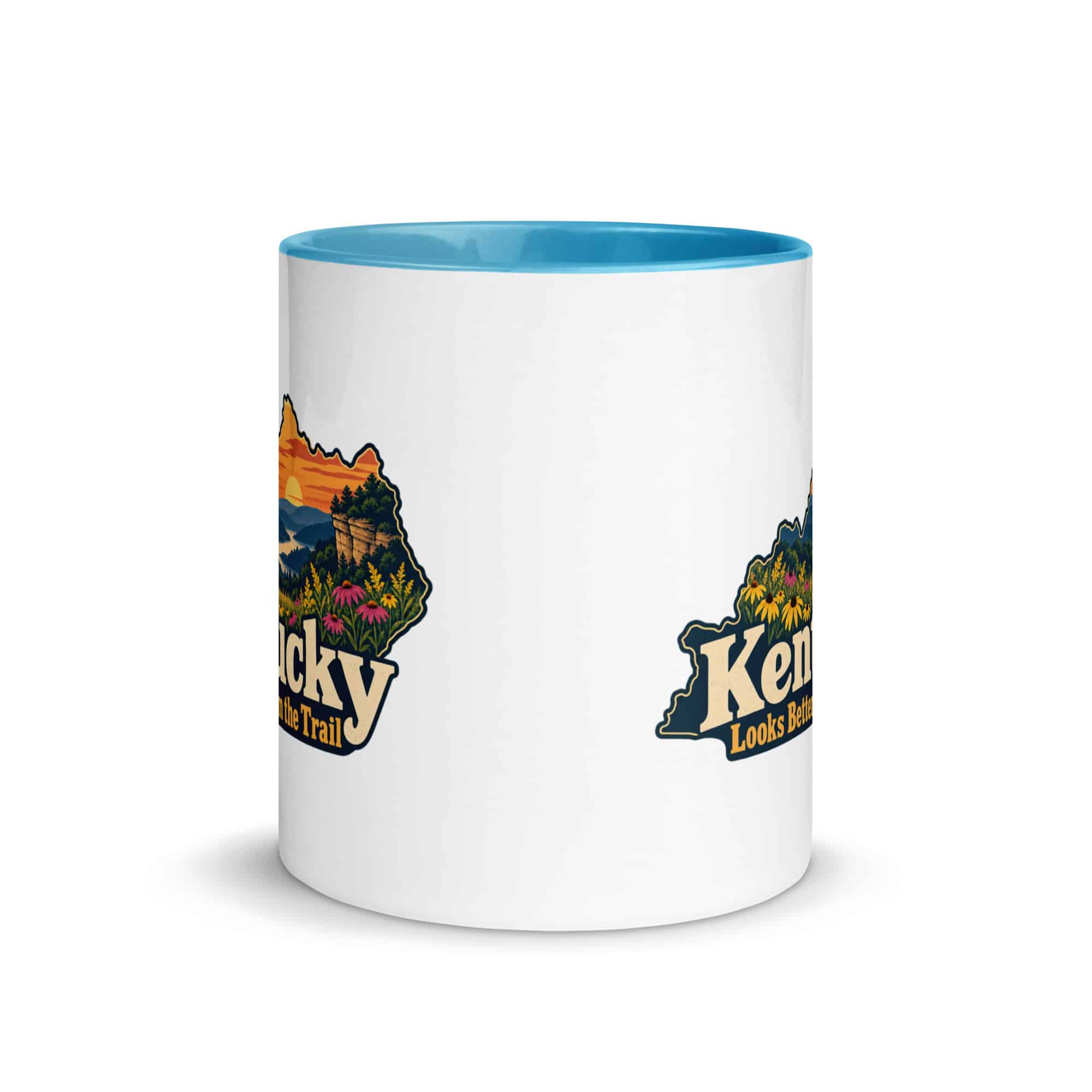 Kentucky Color Inside Coffee Mug: Wildflower meadow, Colorful Kentucky Silhouette