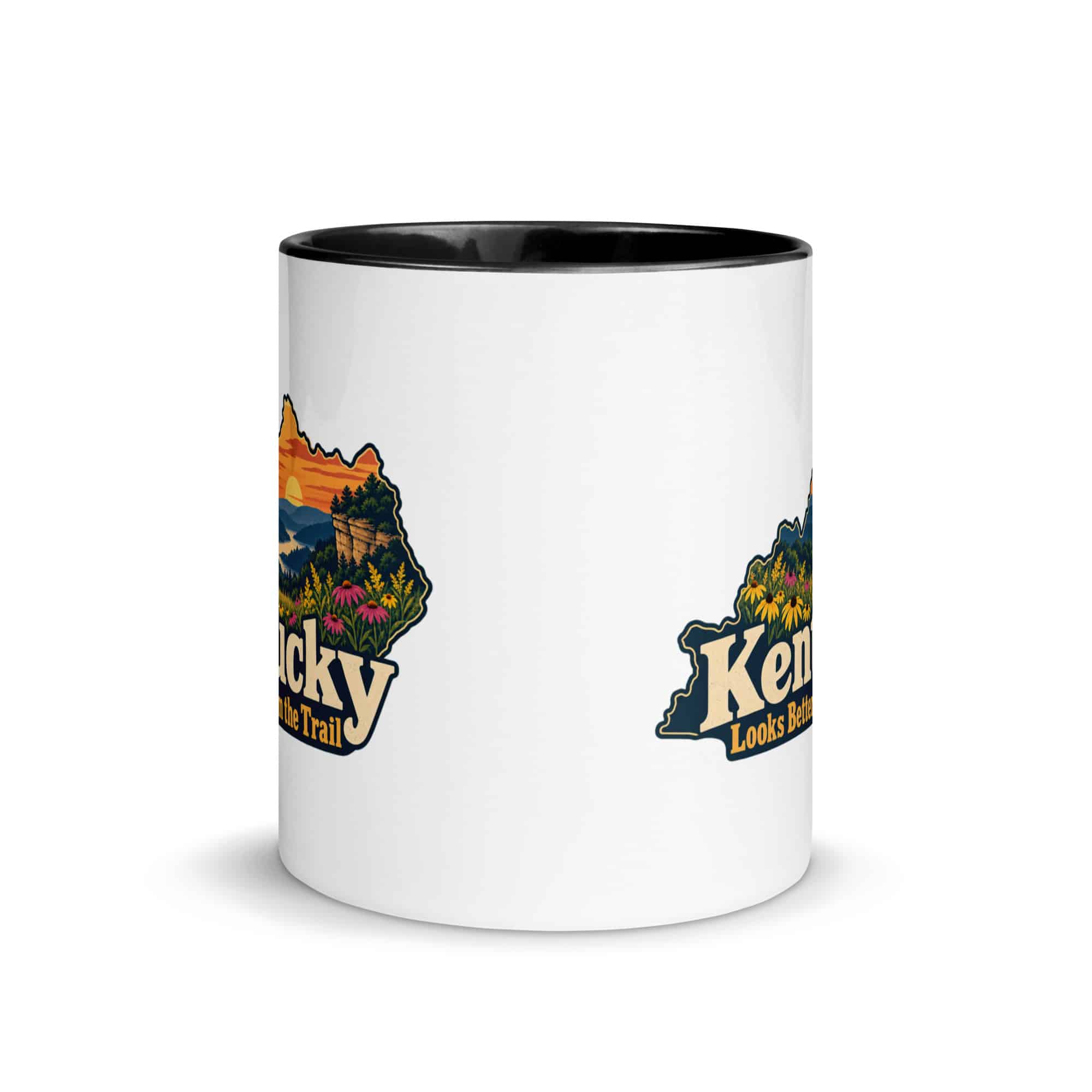Kentucky Color Inside Coffee Mug: Wildflower meadow, Colorful Kentucky Silhouette