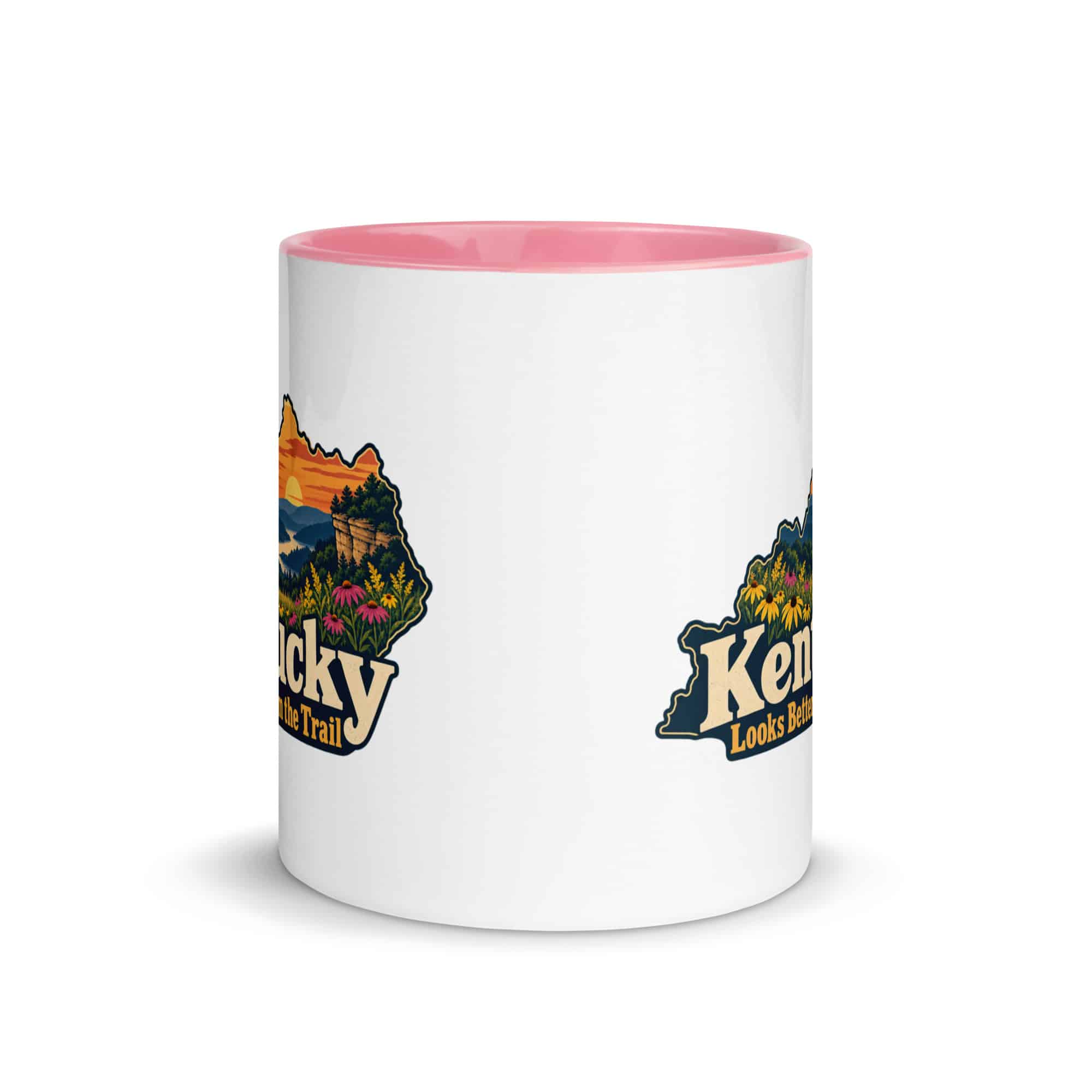 Kentucky Color Inside Coffee Mug: Wildflower meadow, Colorful Kentucky Silhouette