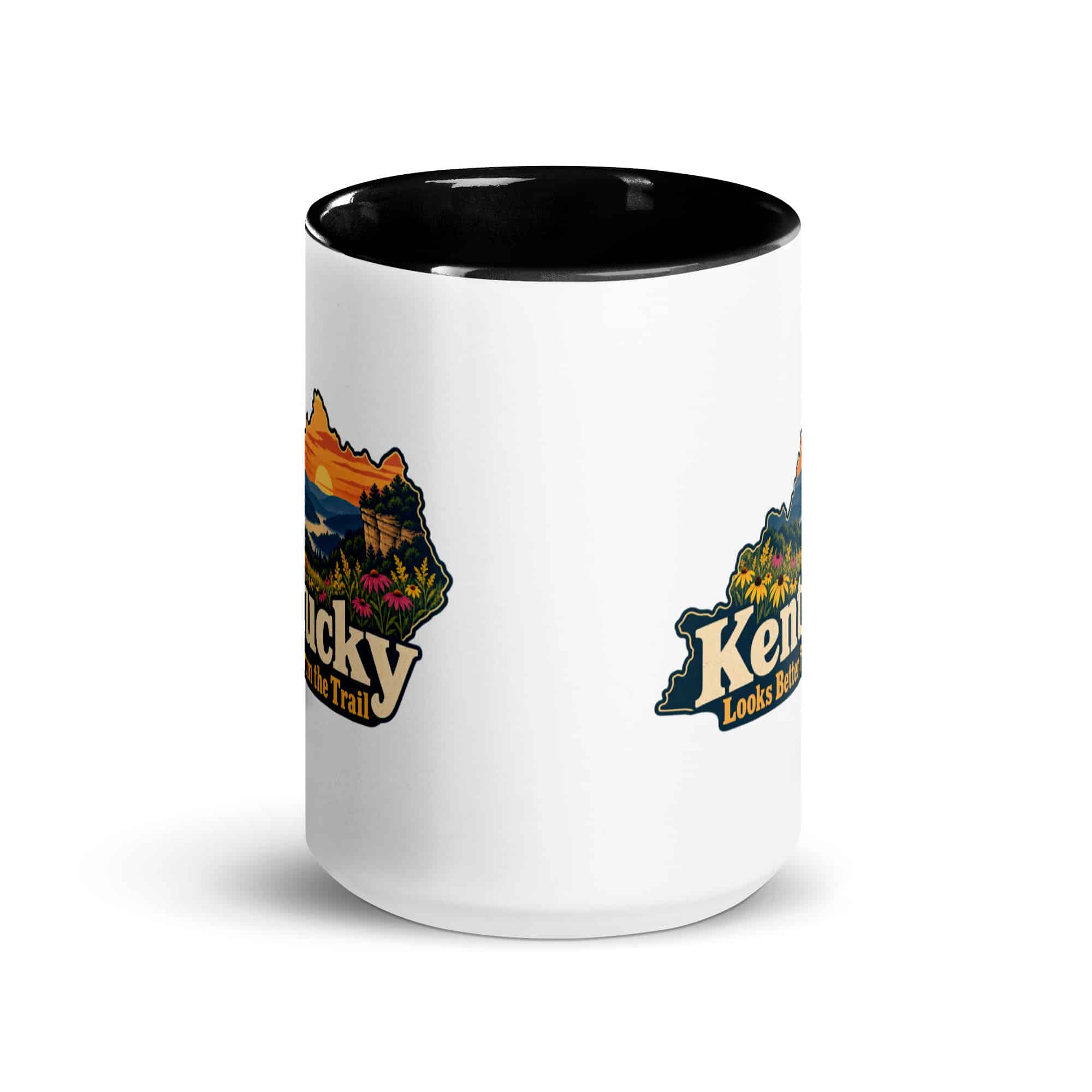 Kentucky Color Inside Coffee Mug: Wildflower meadow, Colorful Kentucky Silhouette