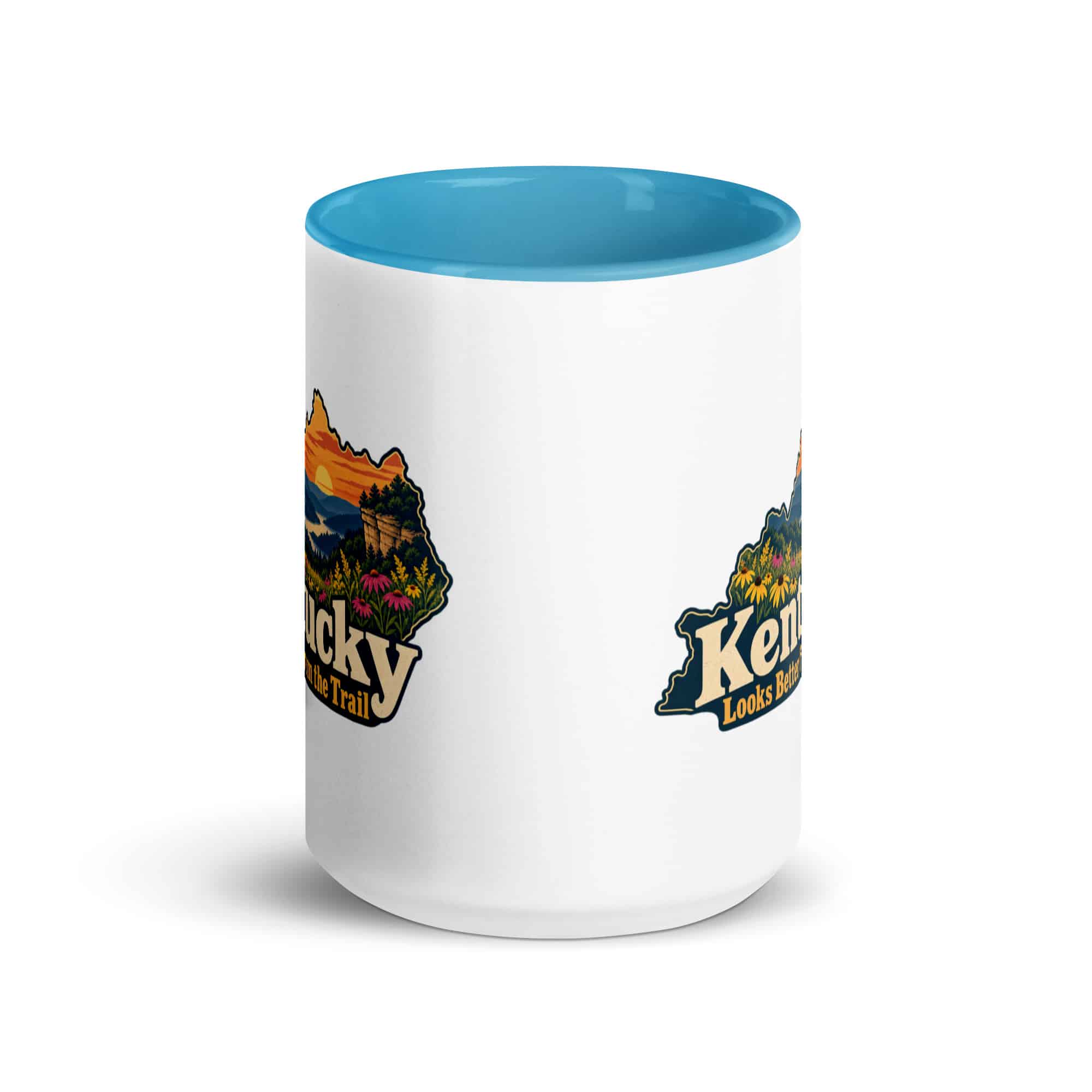 Kentucky Color Inside Coffee Mug: Wildflower meadow, Colorful Kentucky Silhouette