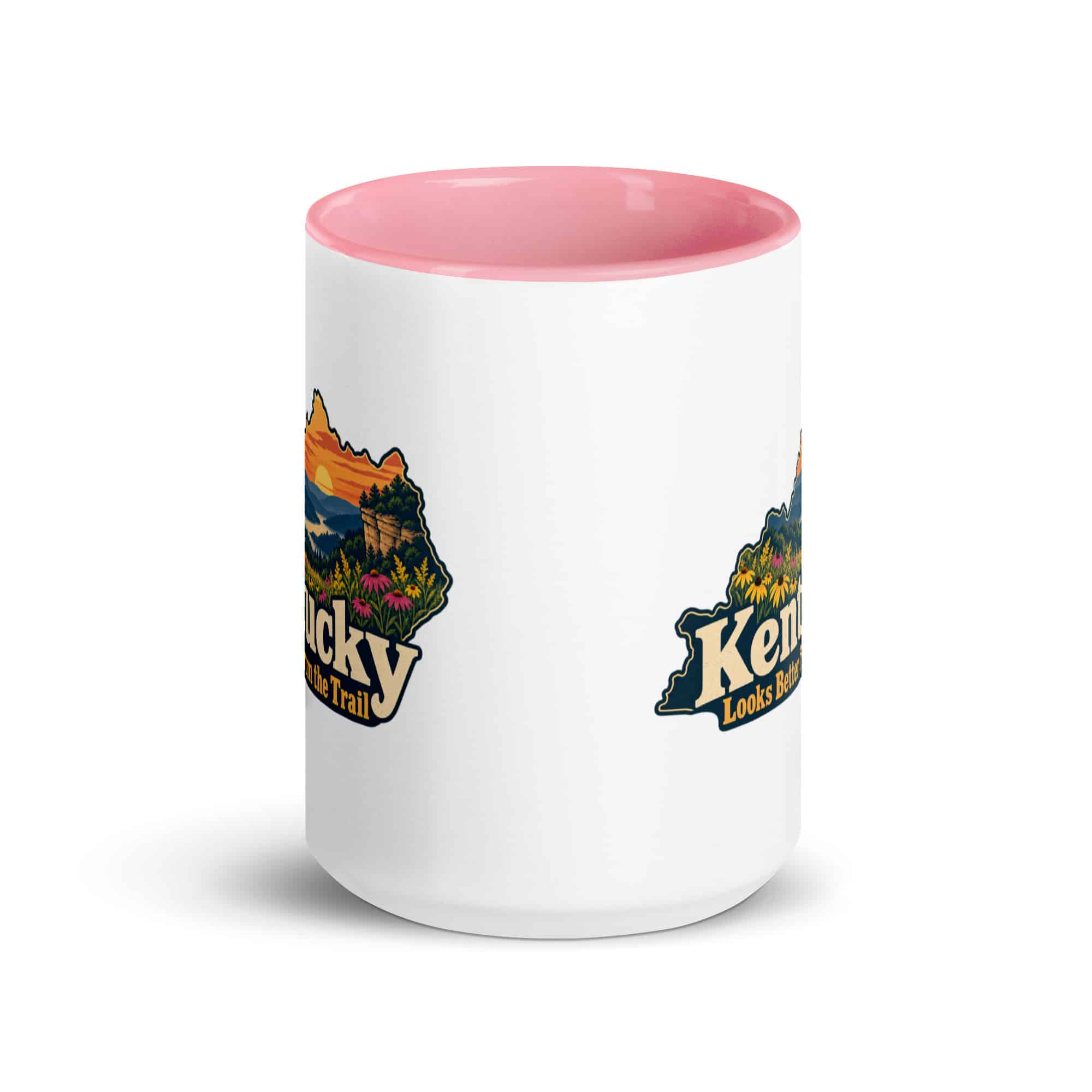 Kentucky Color Inside Coffee Mug: Wildflower meadow, Colorful Kentucky Silhouette