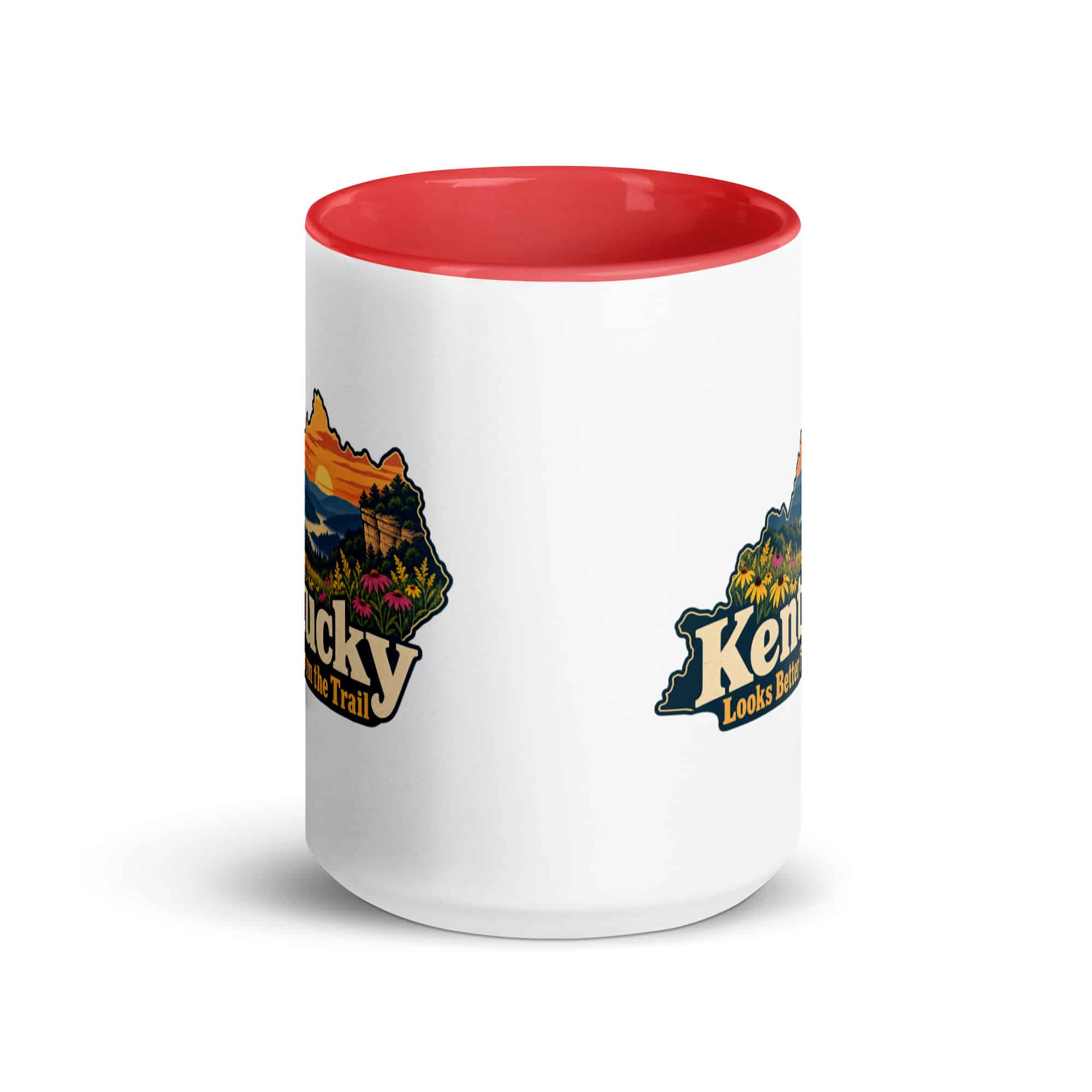Kentucky Color Inside Coffee Mug: Wildflower meadow, Colorful Kentucky Silhouette