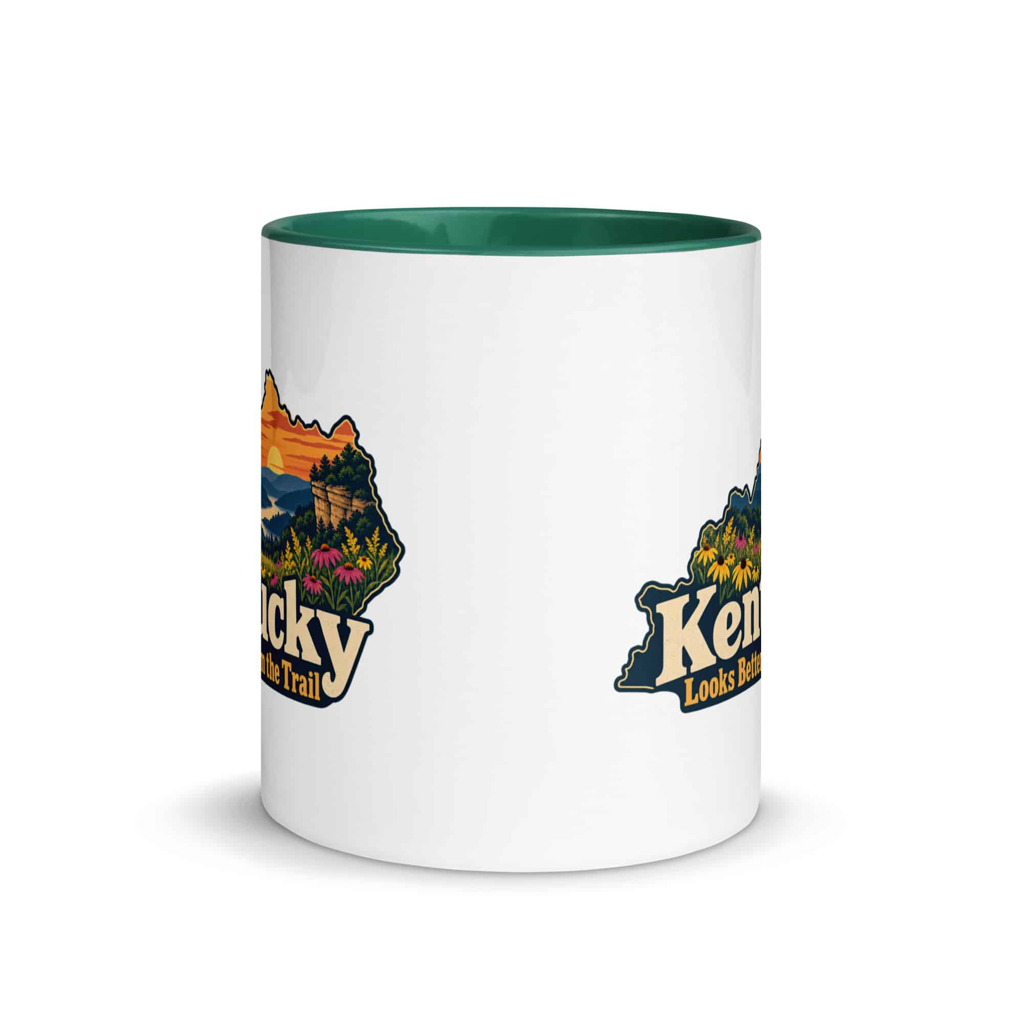 Kentucky Color Inside Coffee Mug: Wildflower meadow, Colorful Kentucky Silhouette