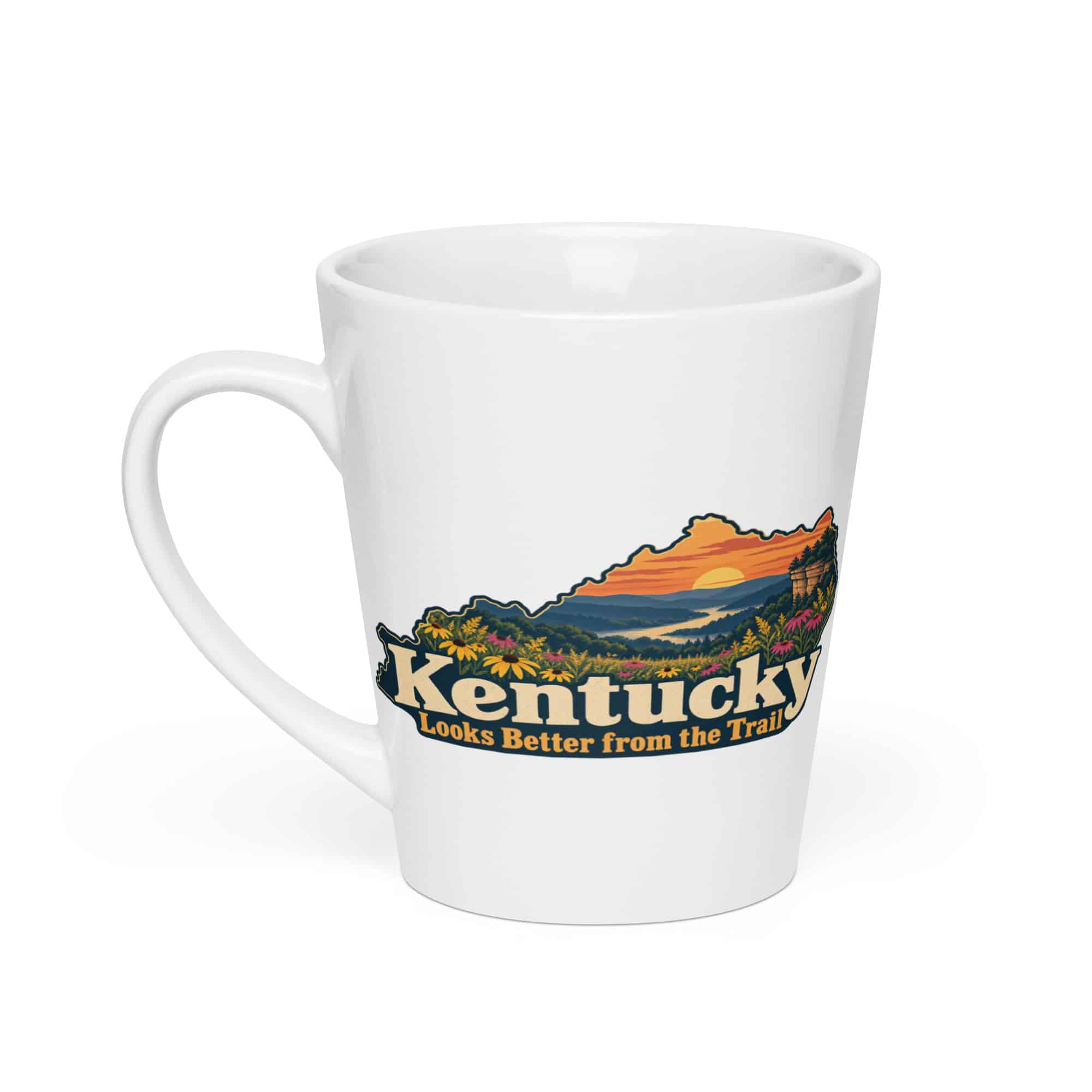 Kentucky Latte Mug: Wildflower meadow, Colorful Kentucky Silhouette