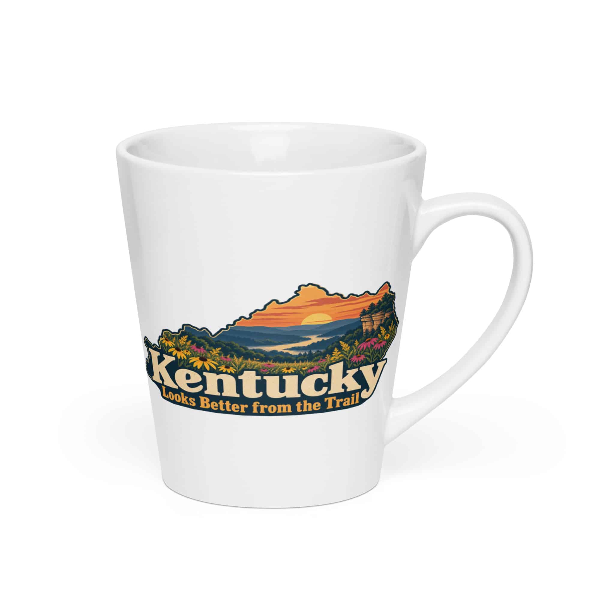 Kentucky Latte Mug: Wildflower meadow, Colorful Kentucky Silhouette