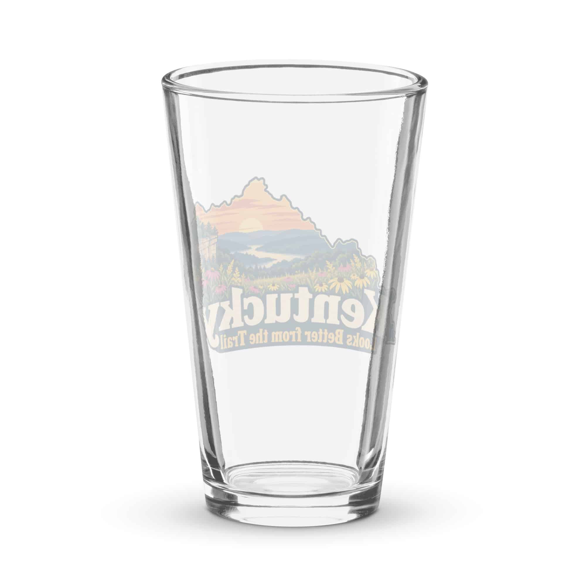 Kentucky Pint Glass: Wildflower meadow, Colorful Kentucky Silhouette
