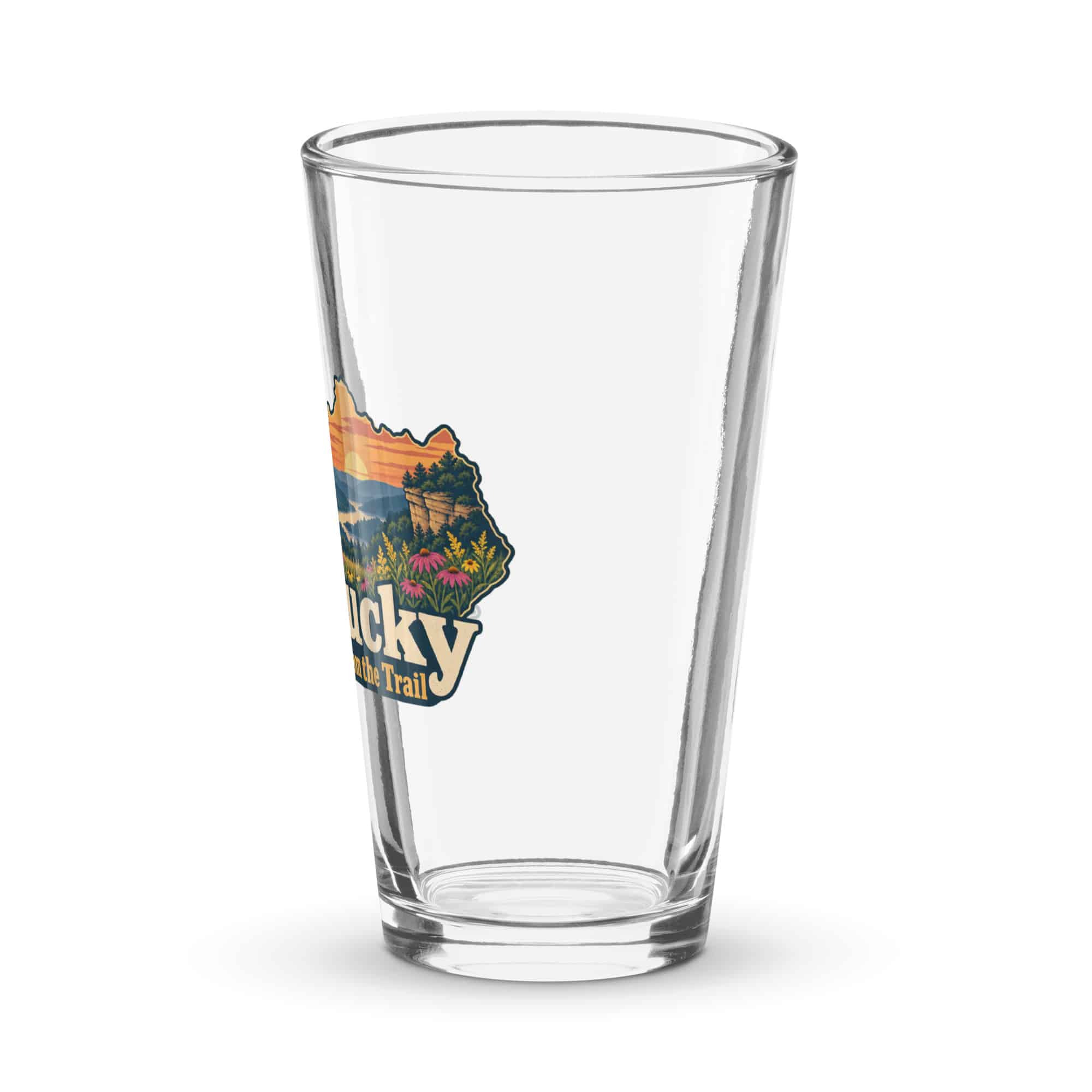 Kentucky Pint Glass: Wildflower meadow, Colorful Kentucky Silhouette