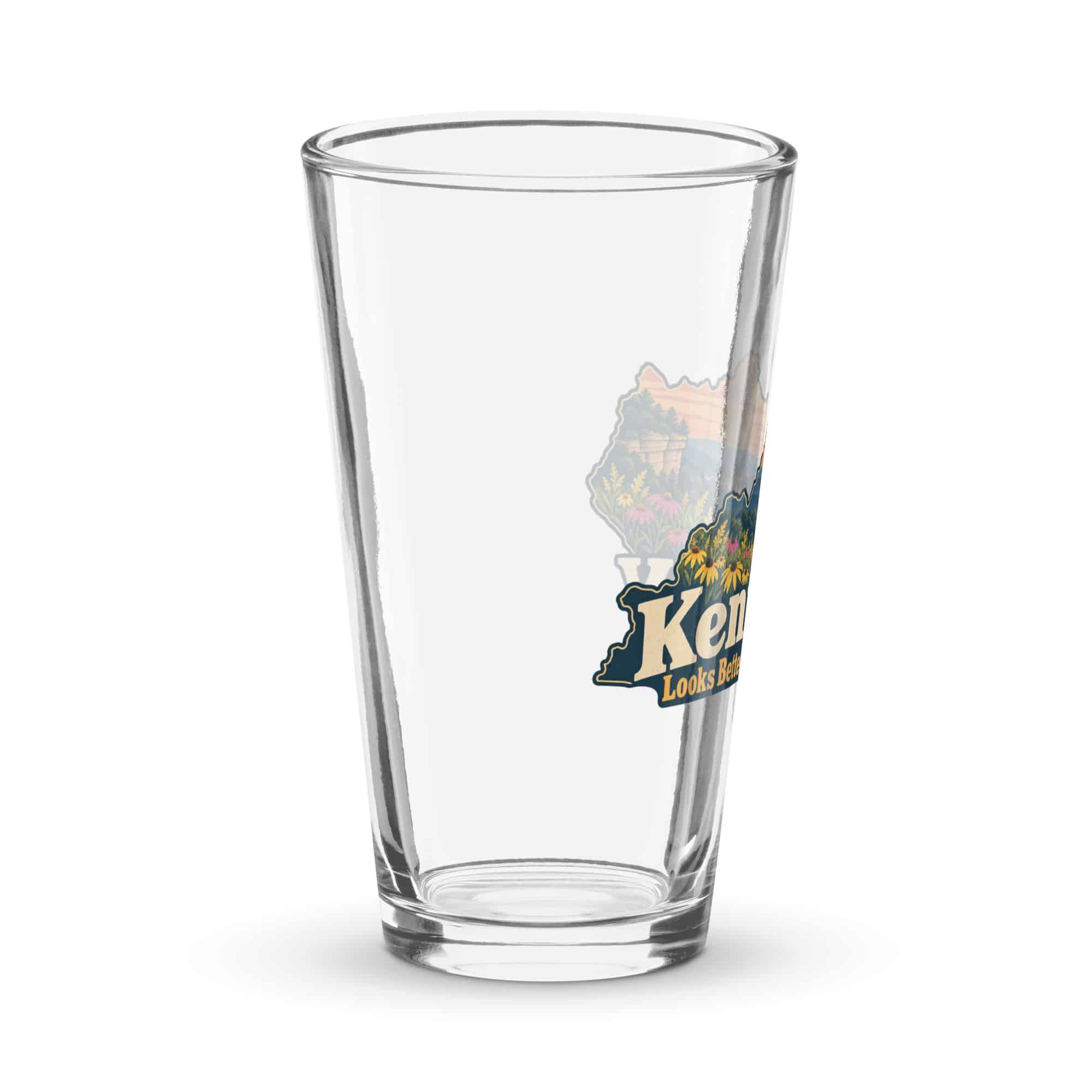 Kentucky Pint Glass: Wildflower meadow, Colorful Kentucky Silhouette