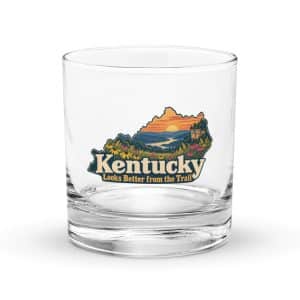 Kentucky Rocks Glass: Wildflower meadow, Colorful Kentucky Silhouette - 10.5 oz - Main