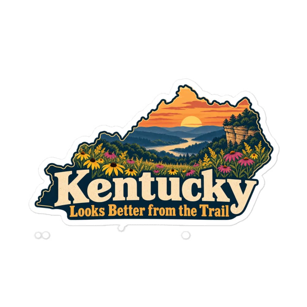 Kentucky Vinyl Sticker: Wildflower meadow, Colorful Kentucky Silhouette
