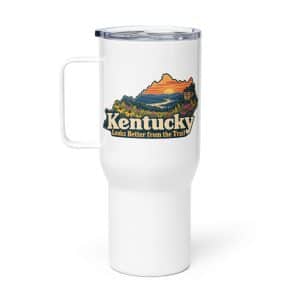 Kentucky Travel Mug: Wildflower meadow, Colorful Kentucky Silhouette - 25 oz - Main