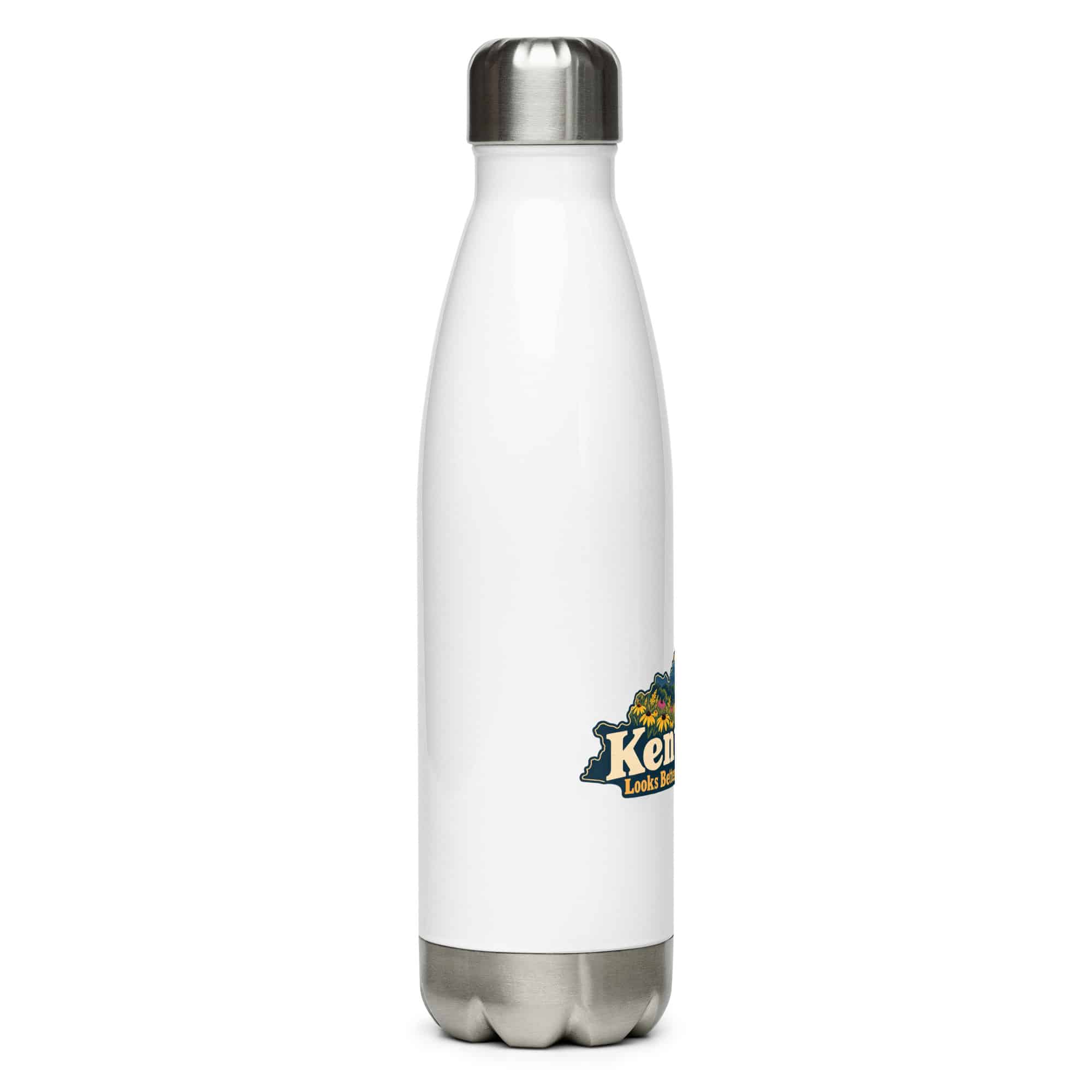 Kentucky Stainless Steel Water Bottle: Wildflower meadow, Colorful Kentucky Silhouette
