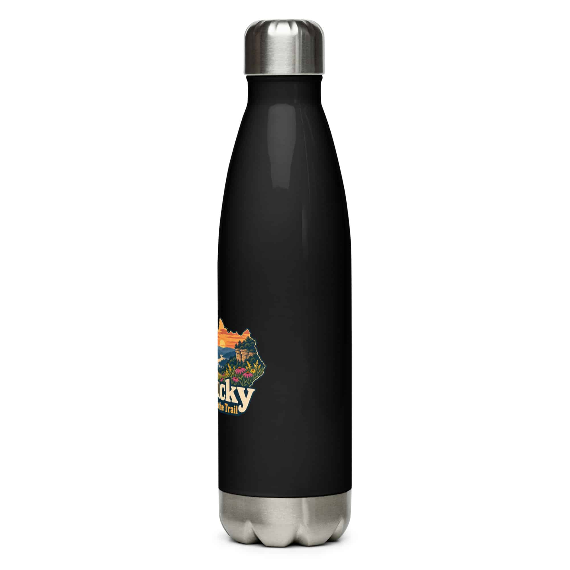 Kentucky Stainless Steel Water Bottle: Wildflower meadow, Colorful Kentucky Silhouette