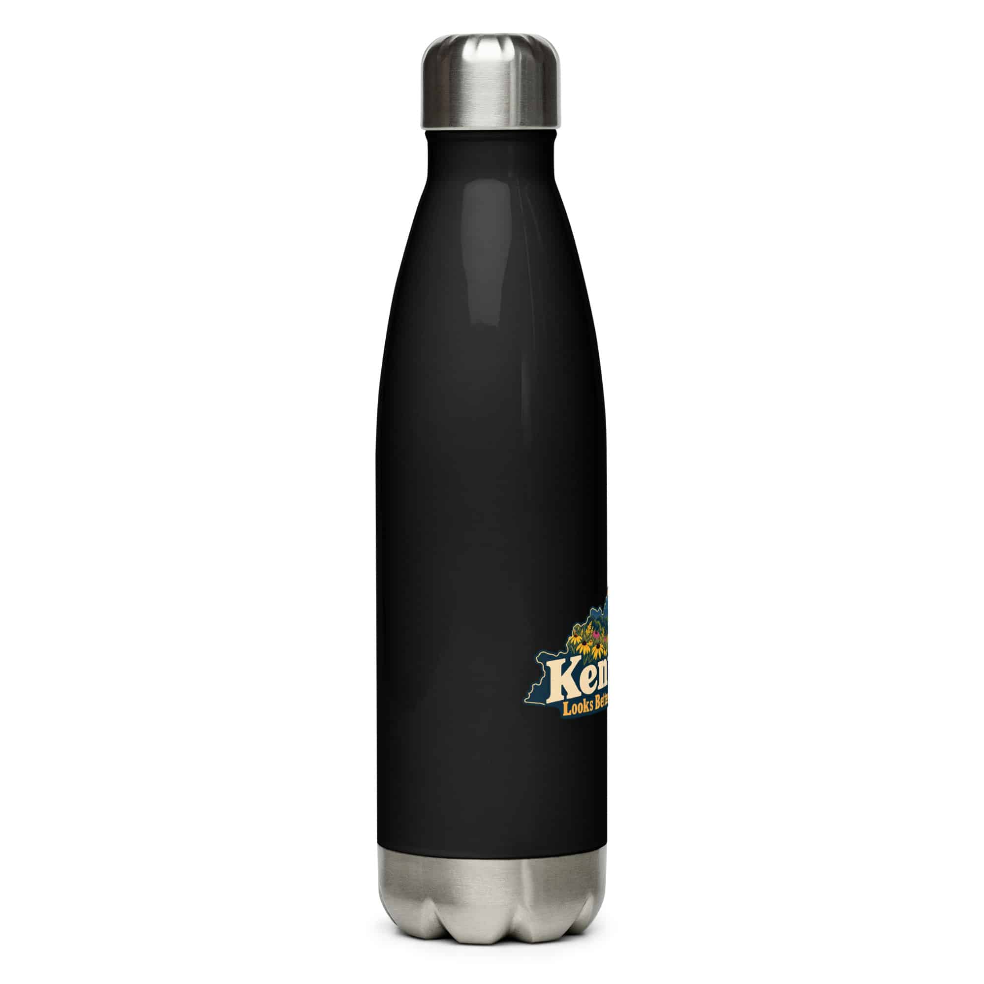 Kentucky Stainless Steel Water Bottle: Wildflower meadow, Colorful Kentucky Silhouette