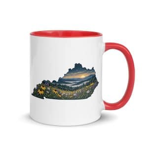 Kentucky Color Inside Coffee Mug: Wildflower meadow, Illustrated Kentucky Silhouette - 11 oz - Main
