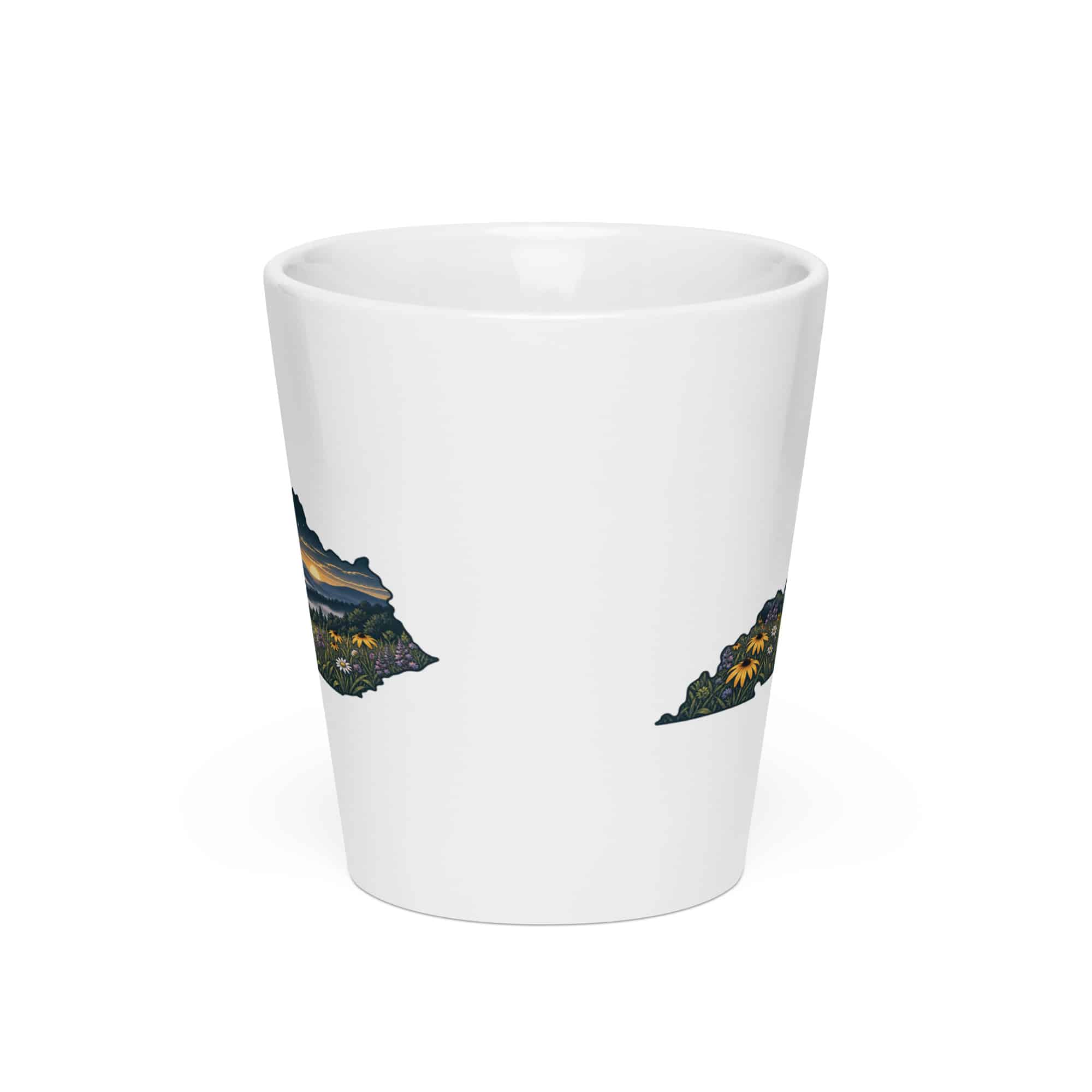 Kentucky Latte Mug: Wildflower meadow, Illustrated Kentucky Silhouette