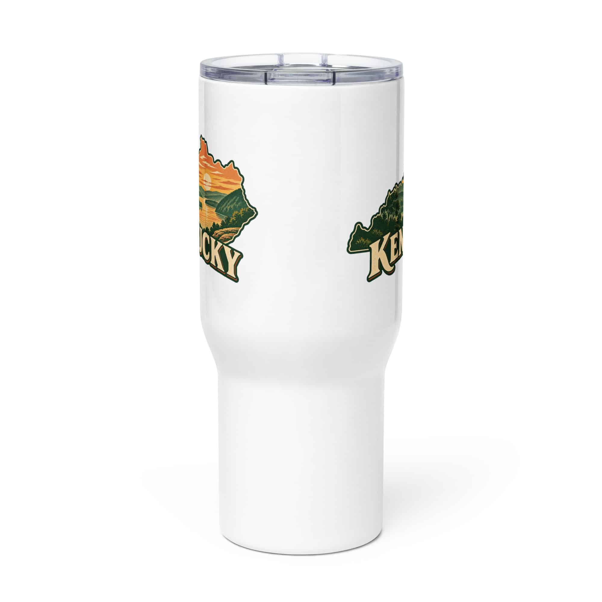 Kentucky Travel Mug: River valley at sunset, Vintage Kentucky Silhouette