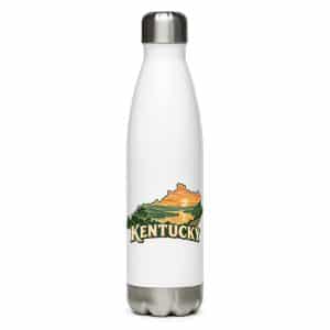 Kentucky Stainless Steel Water Bottle: River valley at sunset, Vintage Kentucky Silhouette - 17 oz - Main