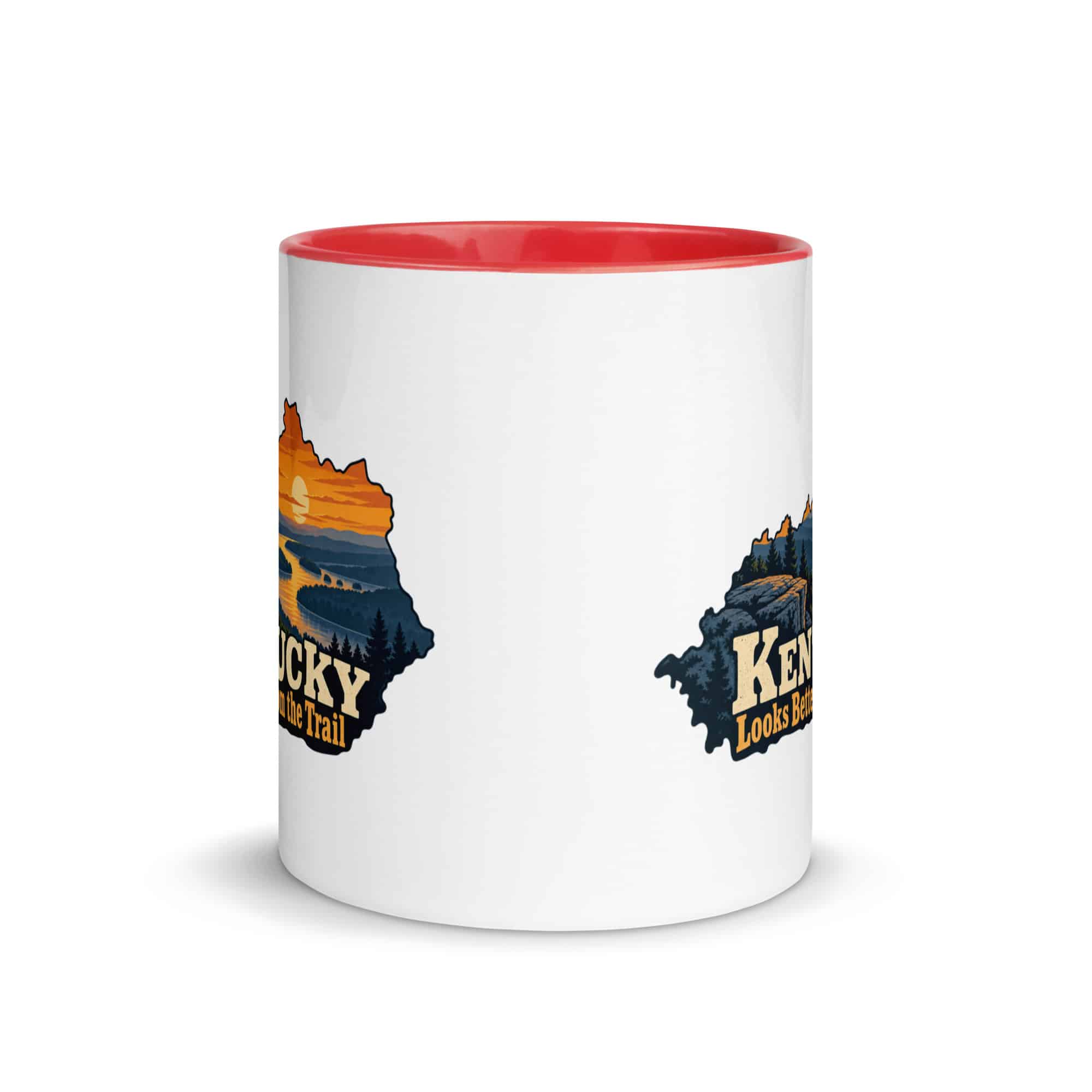 Kentucky Color Inside Coffee Mug: River valley at sunset, Colorful Kentucky Silhouette