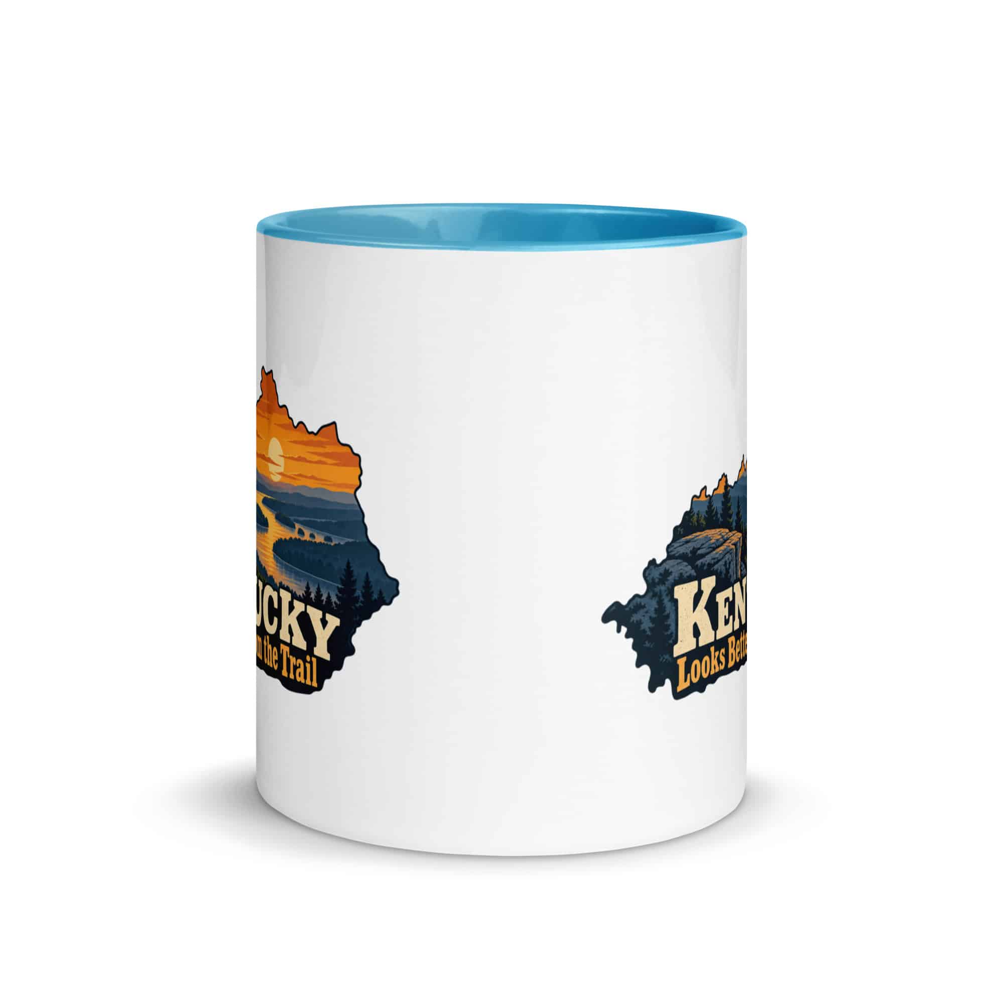 Kentucky Color Inside Coffee Mug: River valley at sunset, Colorful Kentucky Silhouette