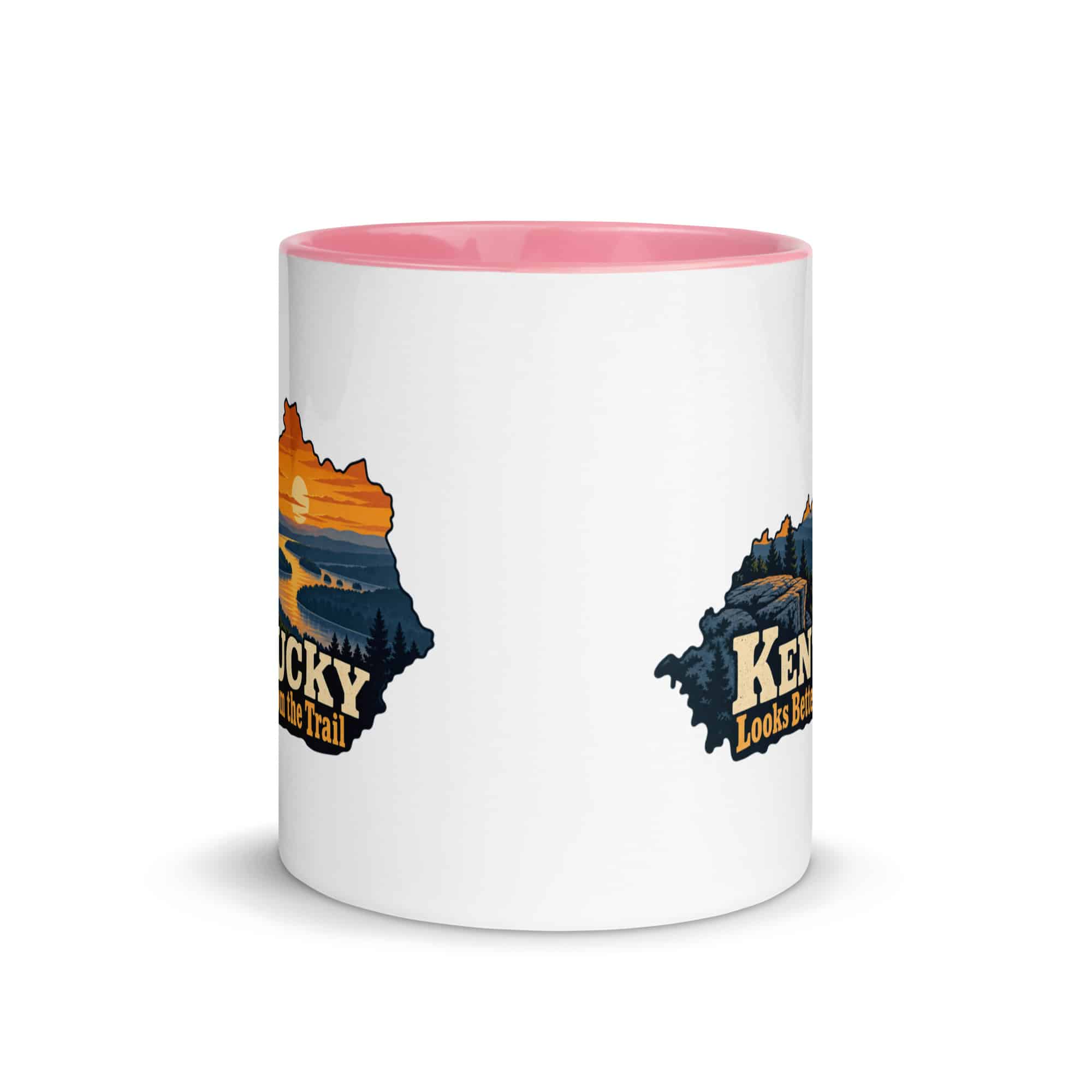 Kentucky Color Inside Coffee Mug: River valley at sunset, Colorful Kentucky Silhouette
