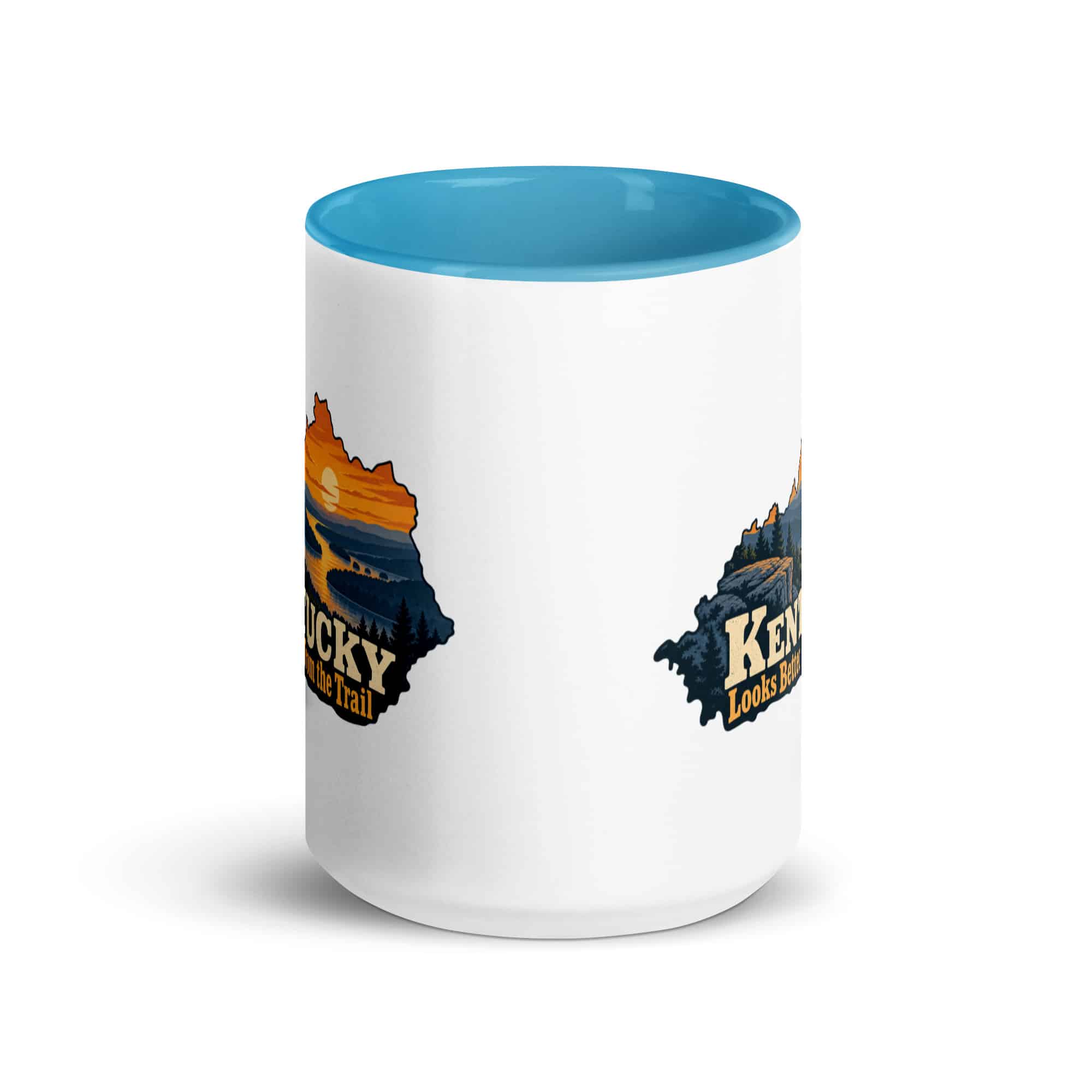 Kentucky Color Inside Coffee Mug: River valley at sunset, Colorful Kentucky Silhouette