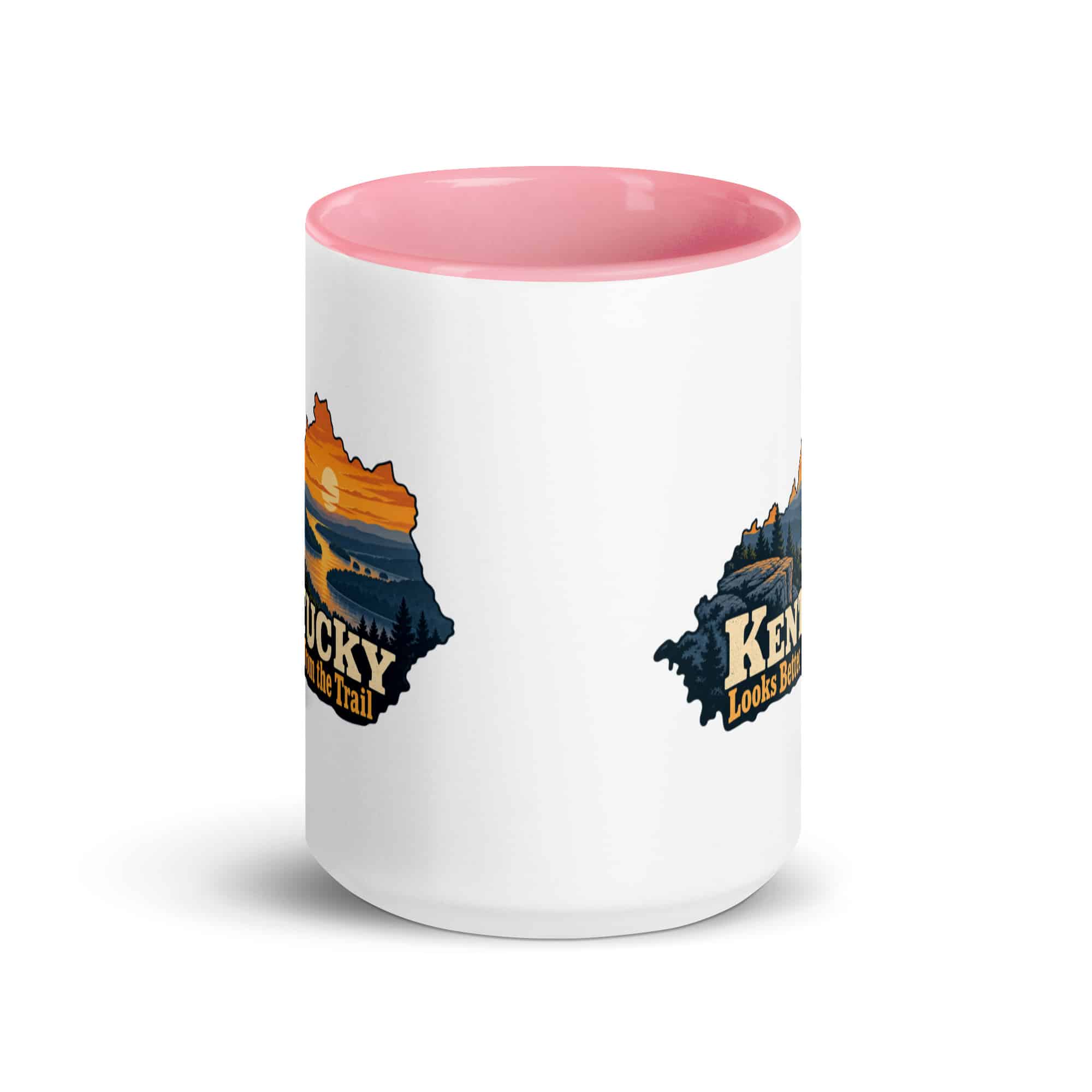 Kentucky Color Inside Coffee Mug: River valley at sunset, Colorful Kentucky Silhouette