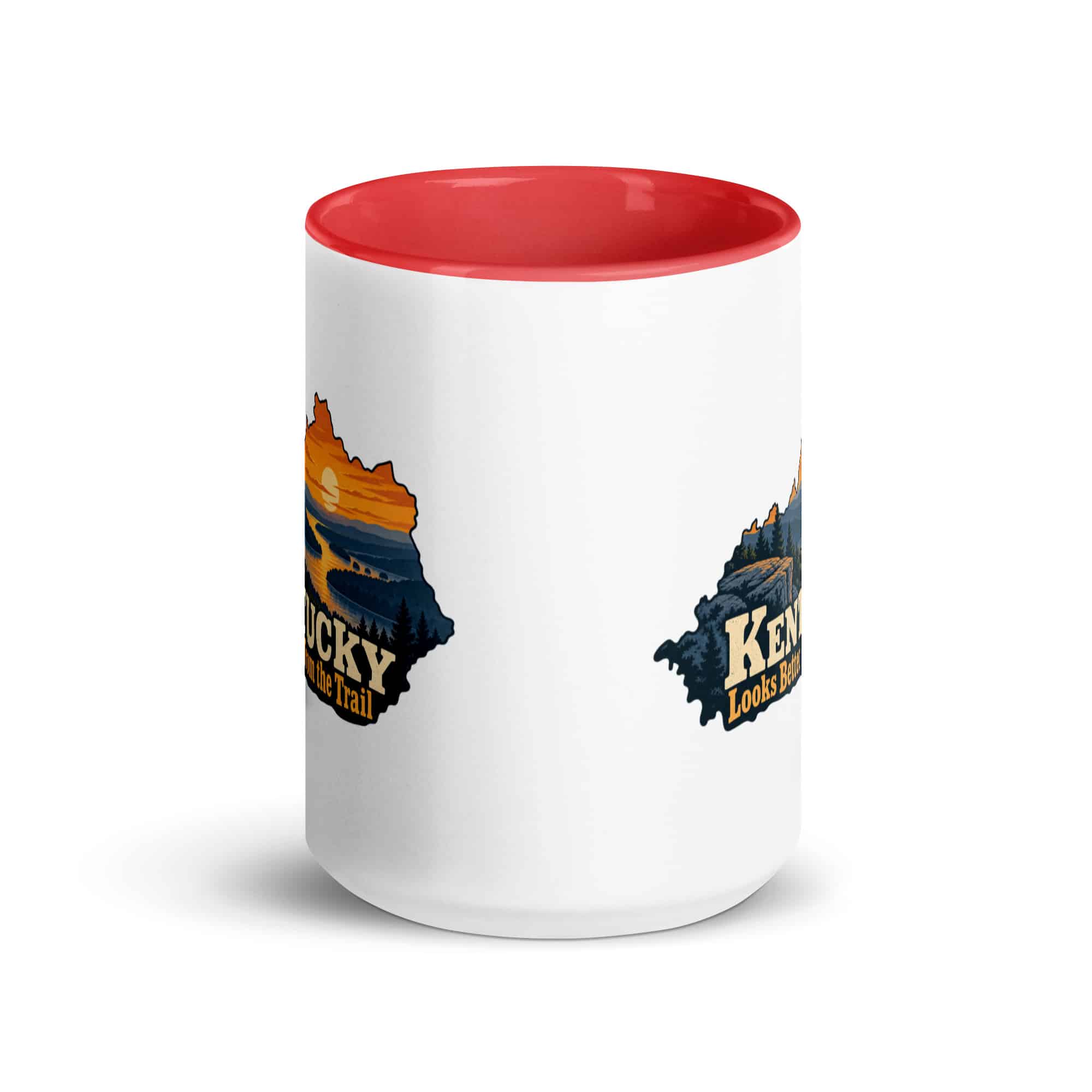 Kentucky Color Inside Coffee Mug: River valley at sunset, Colorful Kentucky Silhouette