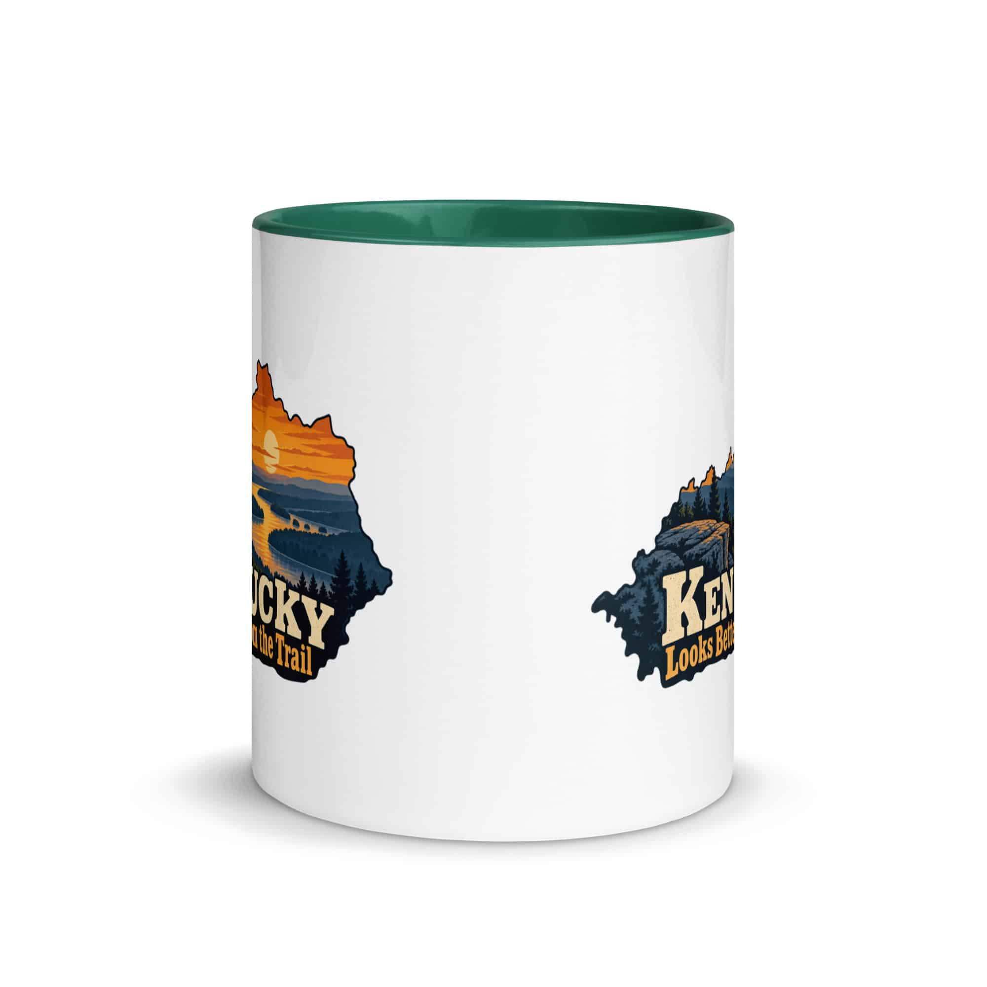 Kentucky Color Inside Coffee Mug: River valley at sunset, Colorful Kentucky Silhouette
