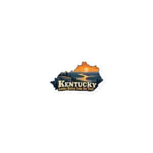 Kentucky Die-Cut Magnet: River valley at sunset, Colorful Kentucky Silhouette - 3″×3″ - Main