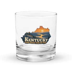 Kentucky Rocks Glass: River valley at sunset, Colorful Kentucky Silhouette - 10.5 oz - Main