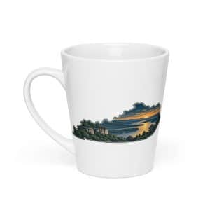 Kentucky Latte Mug: River valley at sunset, Illustrated Kentucky Silhouette - 12 oz - Main