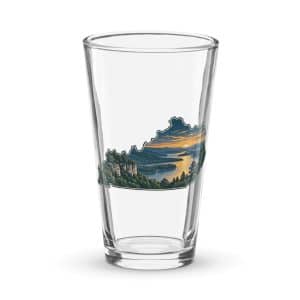 Kentucky Pint Glass: River valley at sunset, Illustrated Kentucky Silhouette - 16 oz - Main