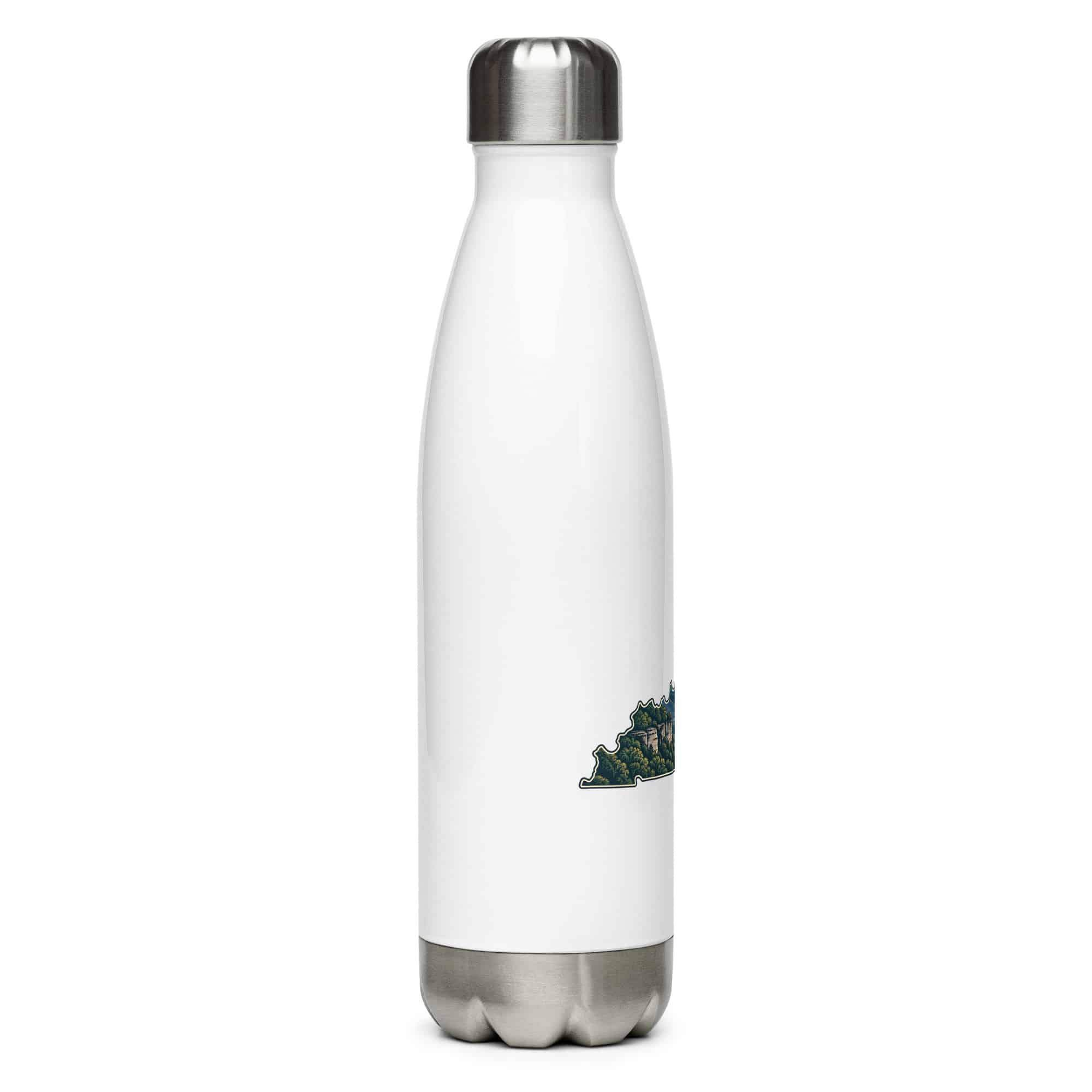 Kentucky Stainless Steel Water Bottle: River valley at sunset, Illustrated Kentucky Silhouette