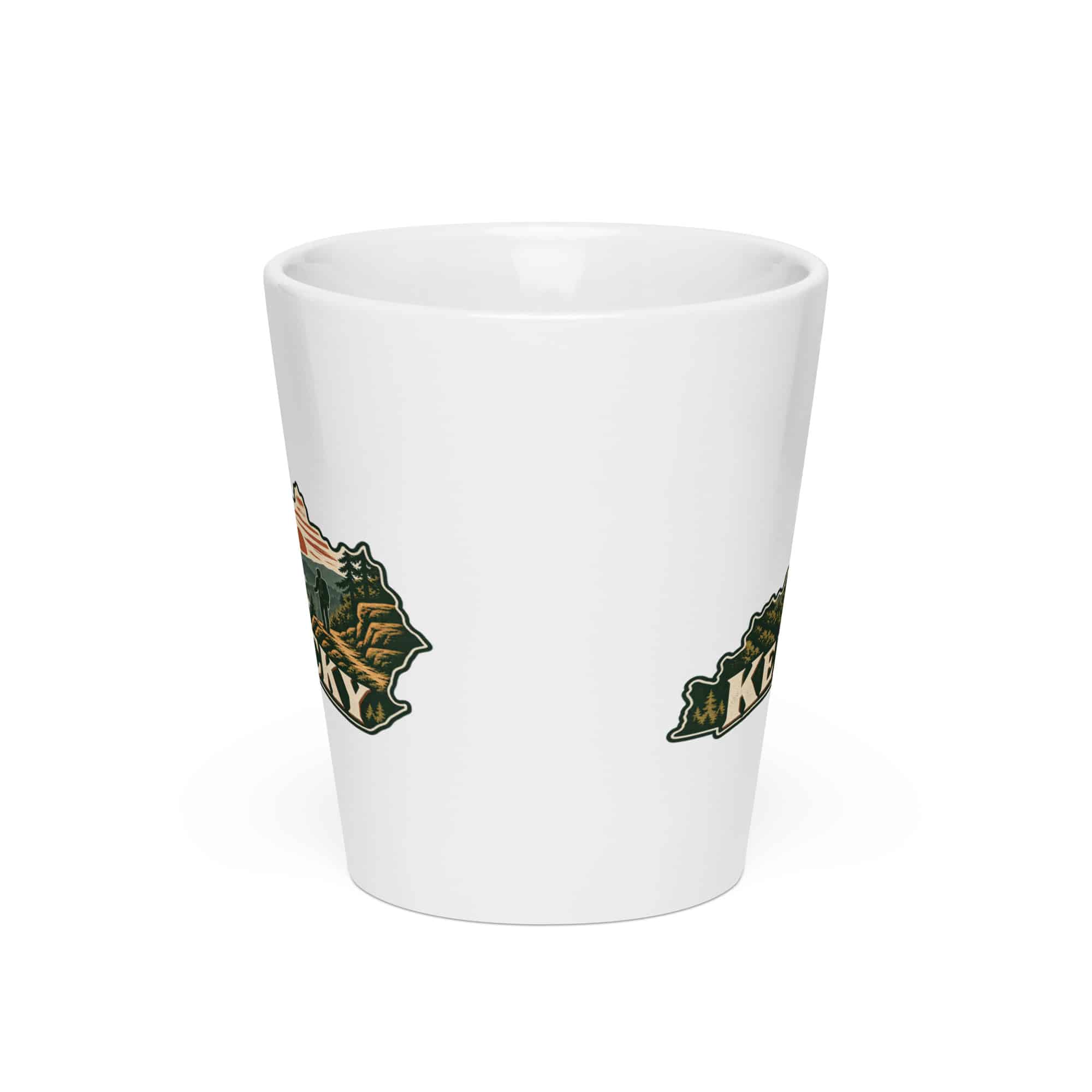 Kentucky Latte Mug: Forest trail and hiking silhouette, Vintage Kentucky Silhouette