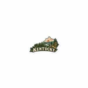 Kentucky Die-Cut Magnet: Forest trail and hiking silhouette, Vintage Kentucky Silhouette - 3″×3″ - Main