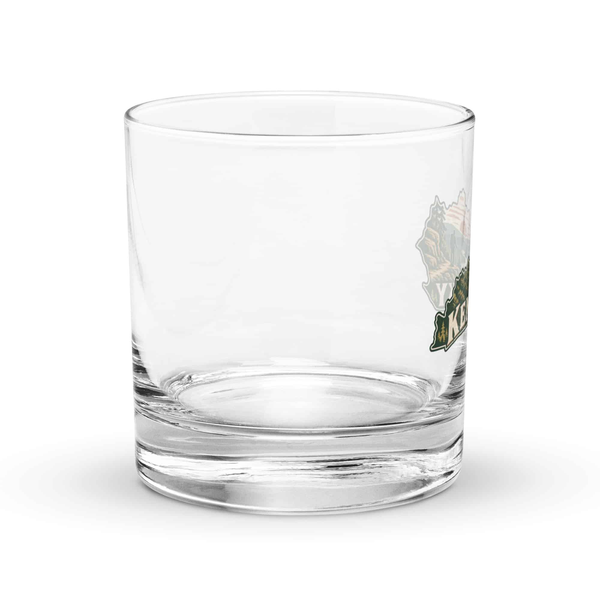 Kentucky Rocks Glass: Forest trail and hiking silhouette, Vintage Kentucky Silhouette